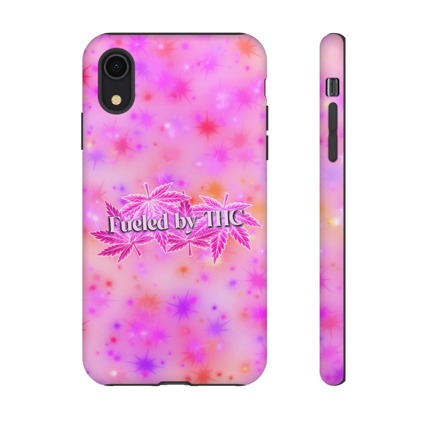 Fueled by THC Phone Case — Pink Cannabis Leaf Protective Case