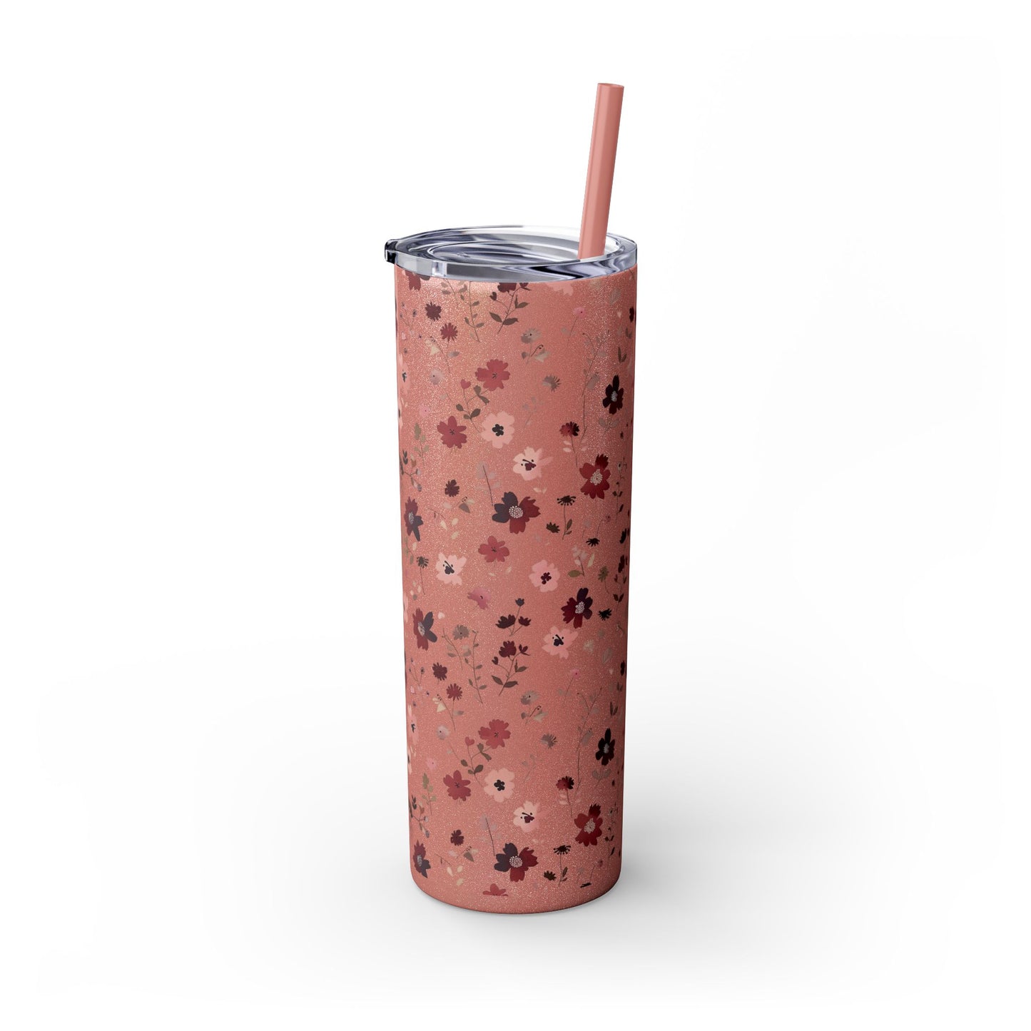 Floral Skinny Tumbler 20oz – Pink Blossom Straw Cup