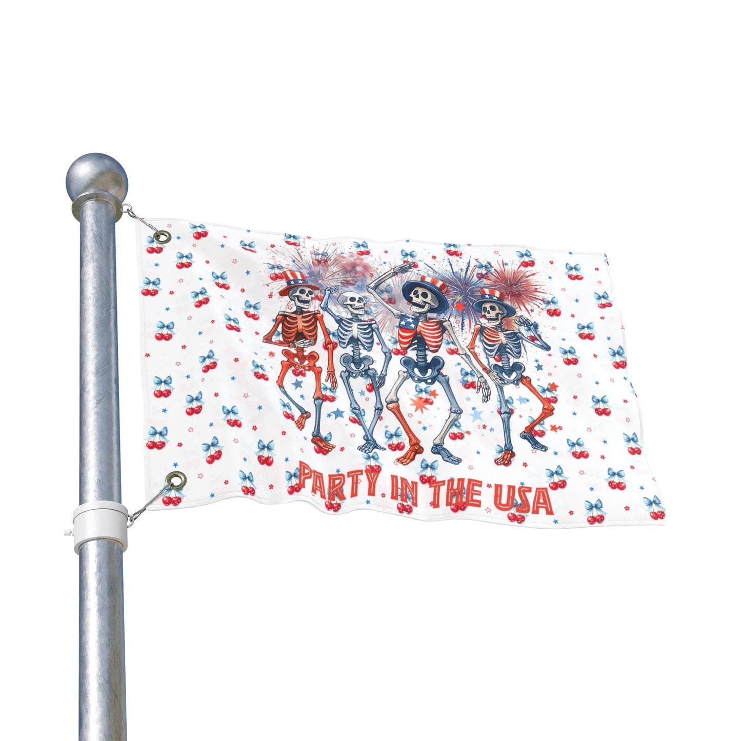 Party in the USA Skeletons Double-Sided Flag — 4th of July Patriotic Decor