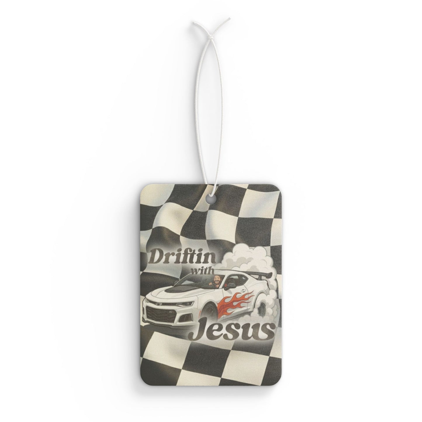 Car Air Freshener — "Driftin' with Jesus" Racing Checkered Scent