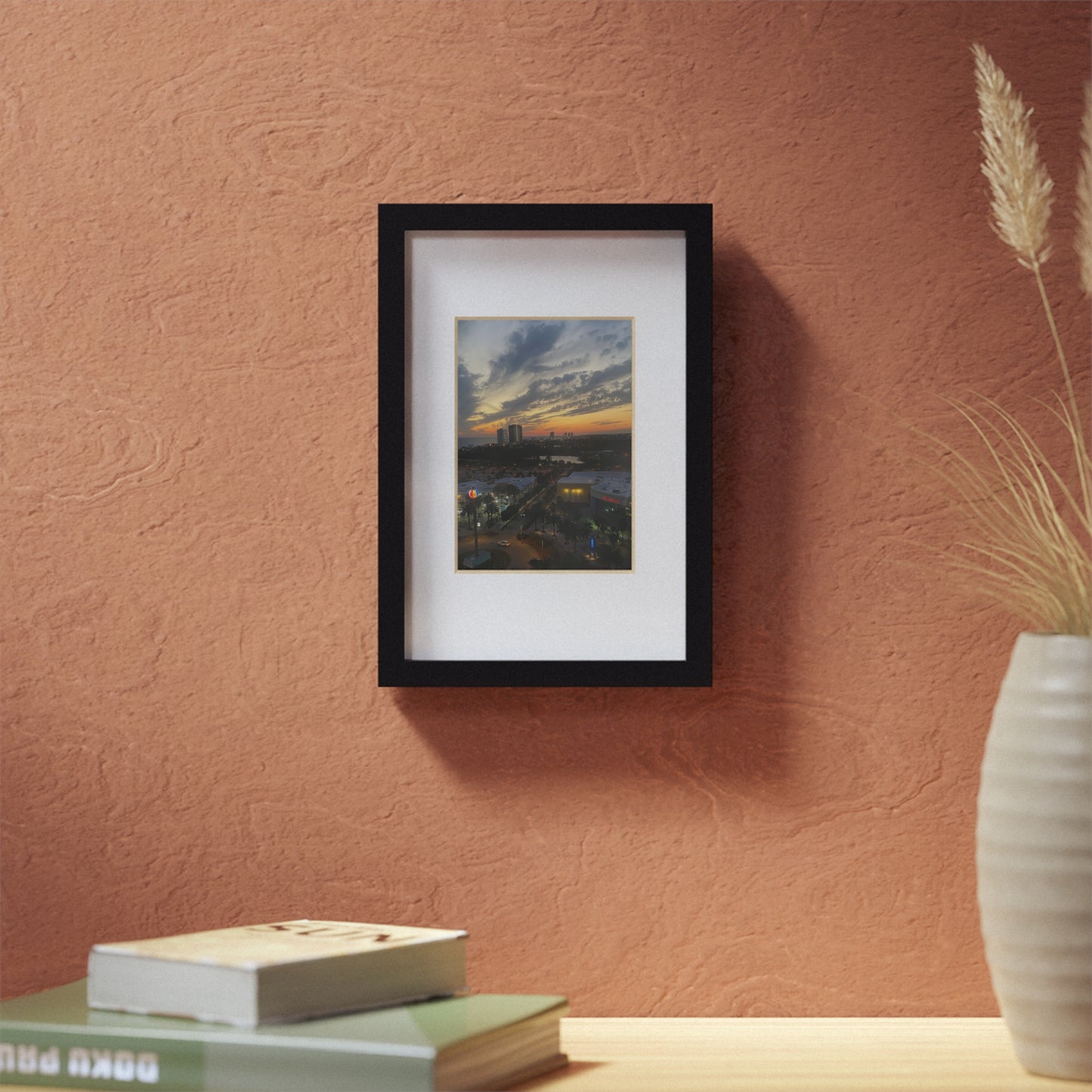 Black Framed Sunset Photo Poster — City Skyline Wall Art