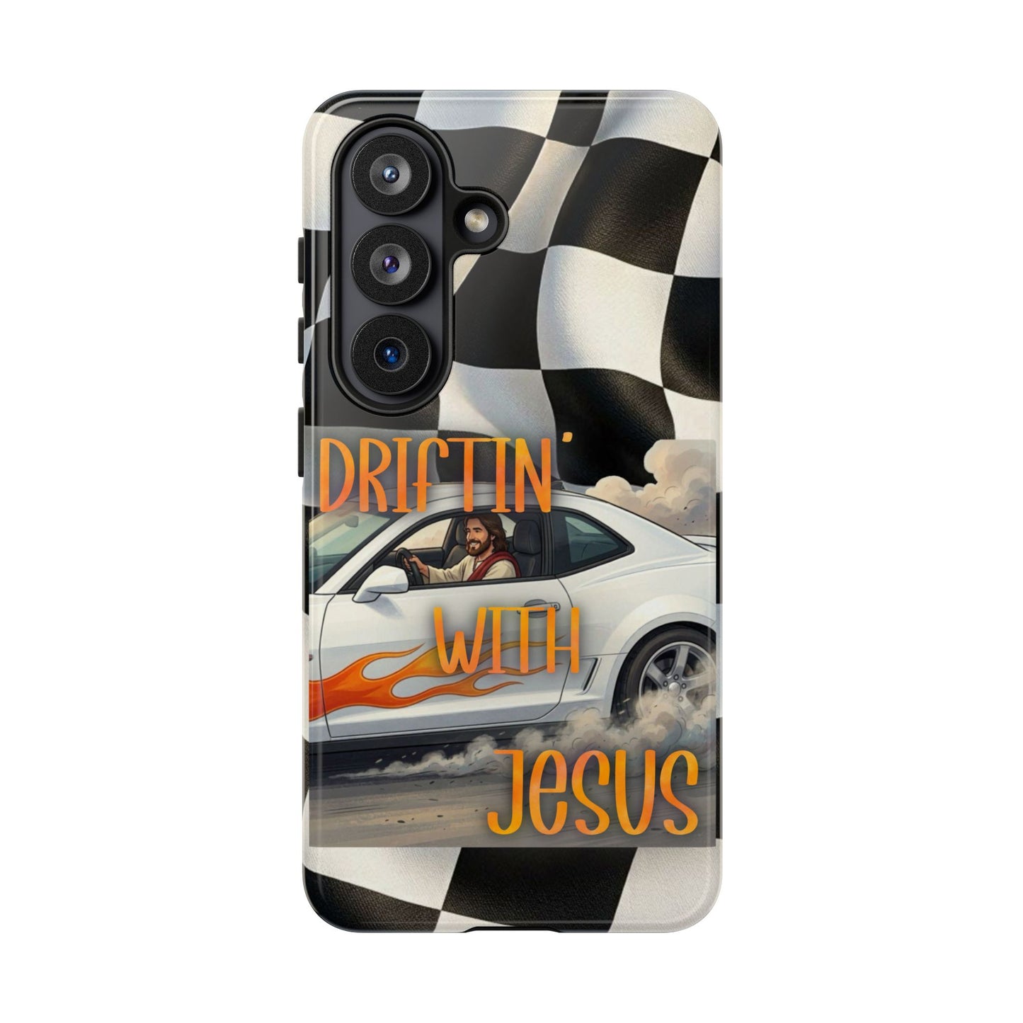 Phone Case — "Driftin' With Jesus" Racing Crosscheck Design - Samsung/ Google phones