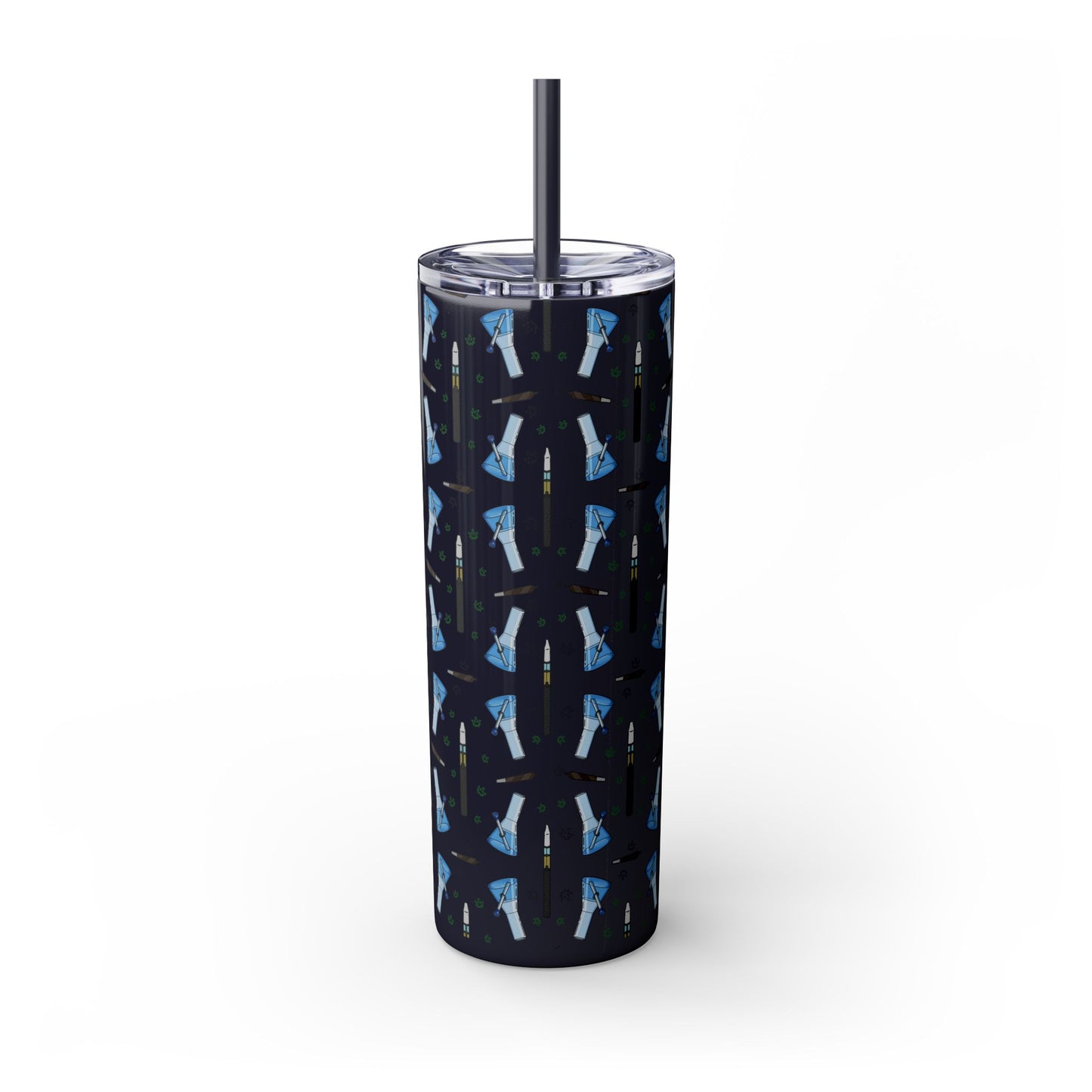 20oz Skinny Tumbler – Bongs & Penjamin Pattern | Travel Straw Cup for Stylists