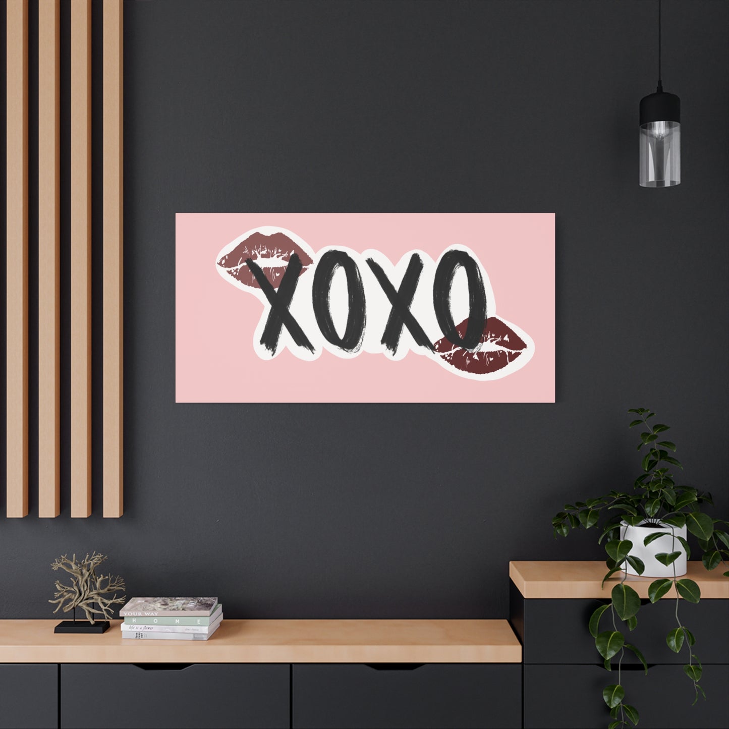 XOXO Kiss Wall Canvas — Pink Romantic Home Décor for Valentine’s Day