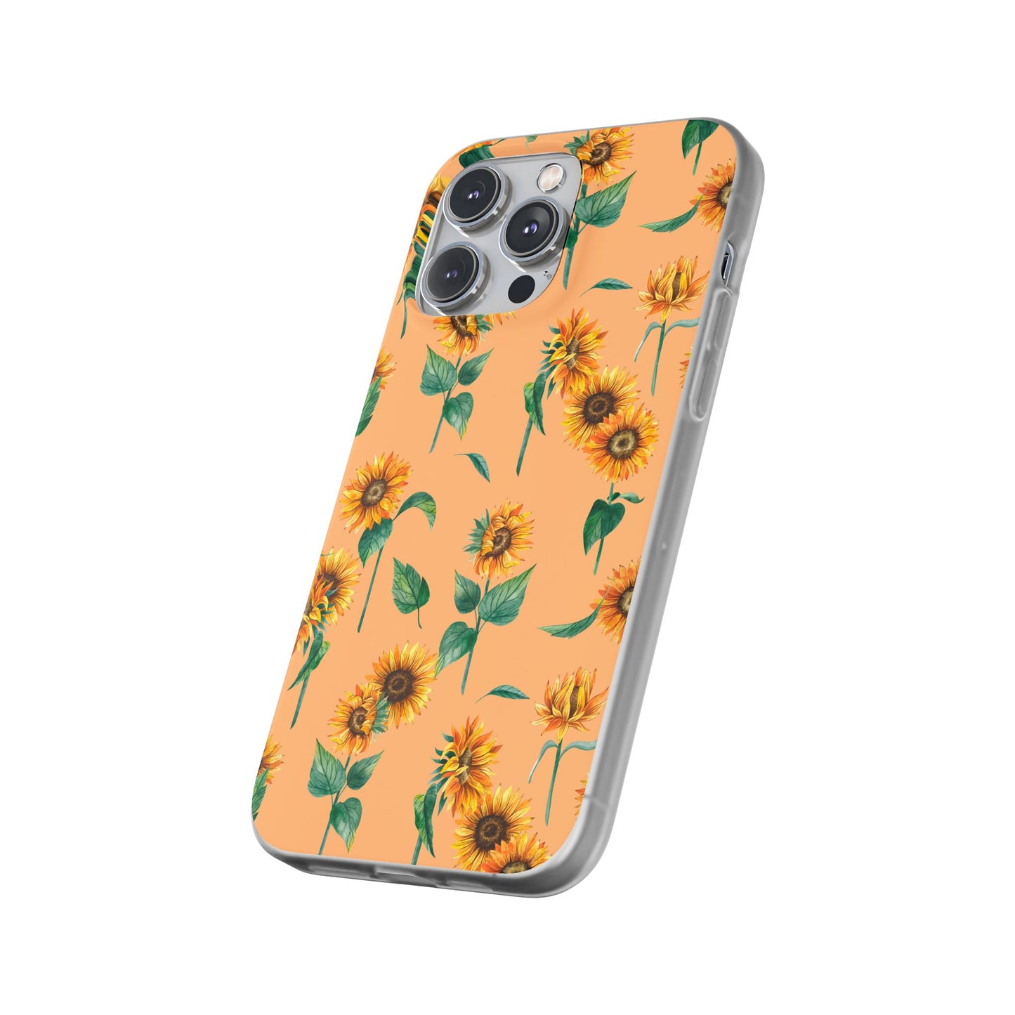 Sunflower Pattern Flexi Case — Floral Phone Case on Peach Background