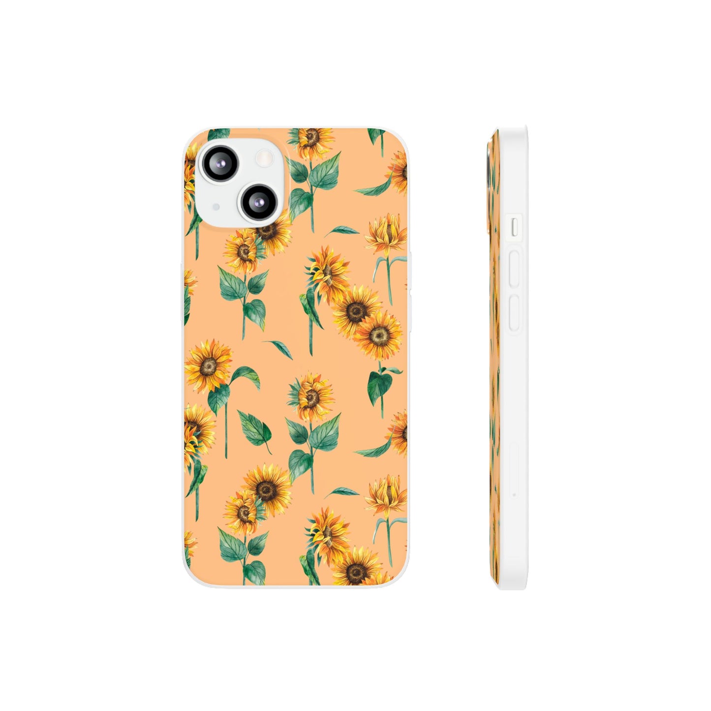 Sunflower Pattern Flexi Case — Floral Phone Case on Peach Background
