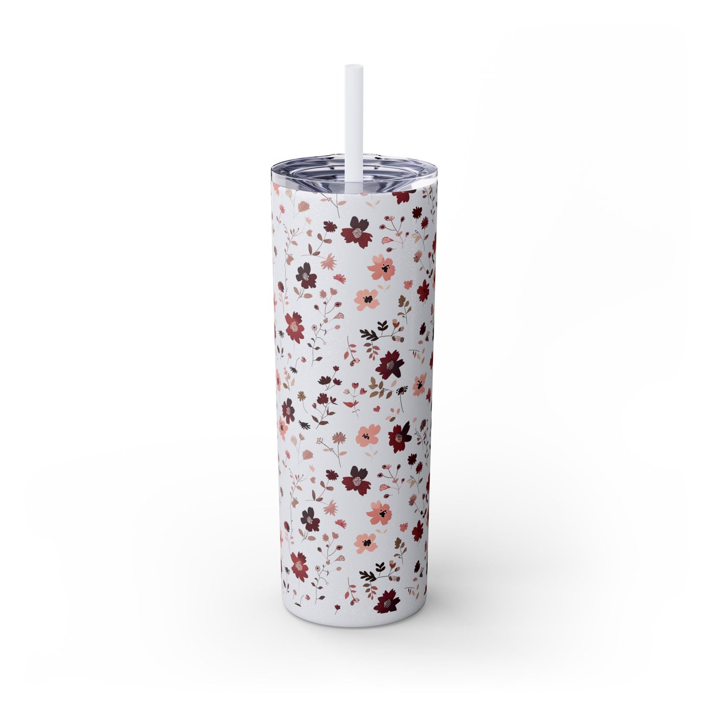 Floral Skinny Tumbler 20oz – Pink Blossom Straw Cup