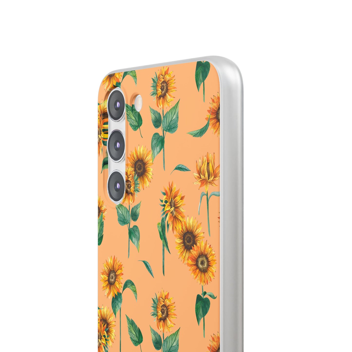 Sunflower Pattern Phone Case — Floral Peach Slim Flexi Case