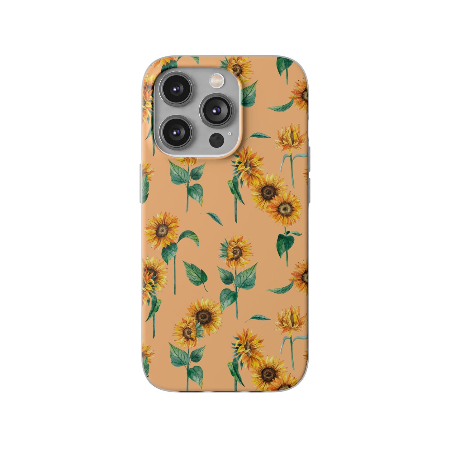 Sunflower Pattern Flexi Case — Floral Phone Case on Peach Background