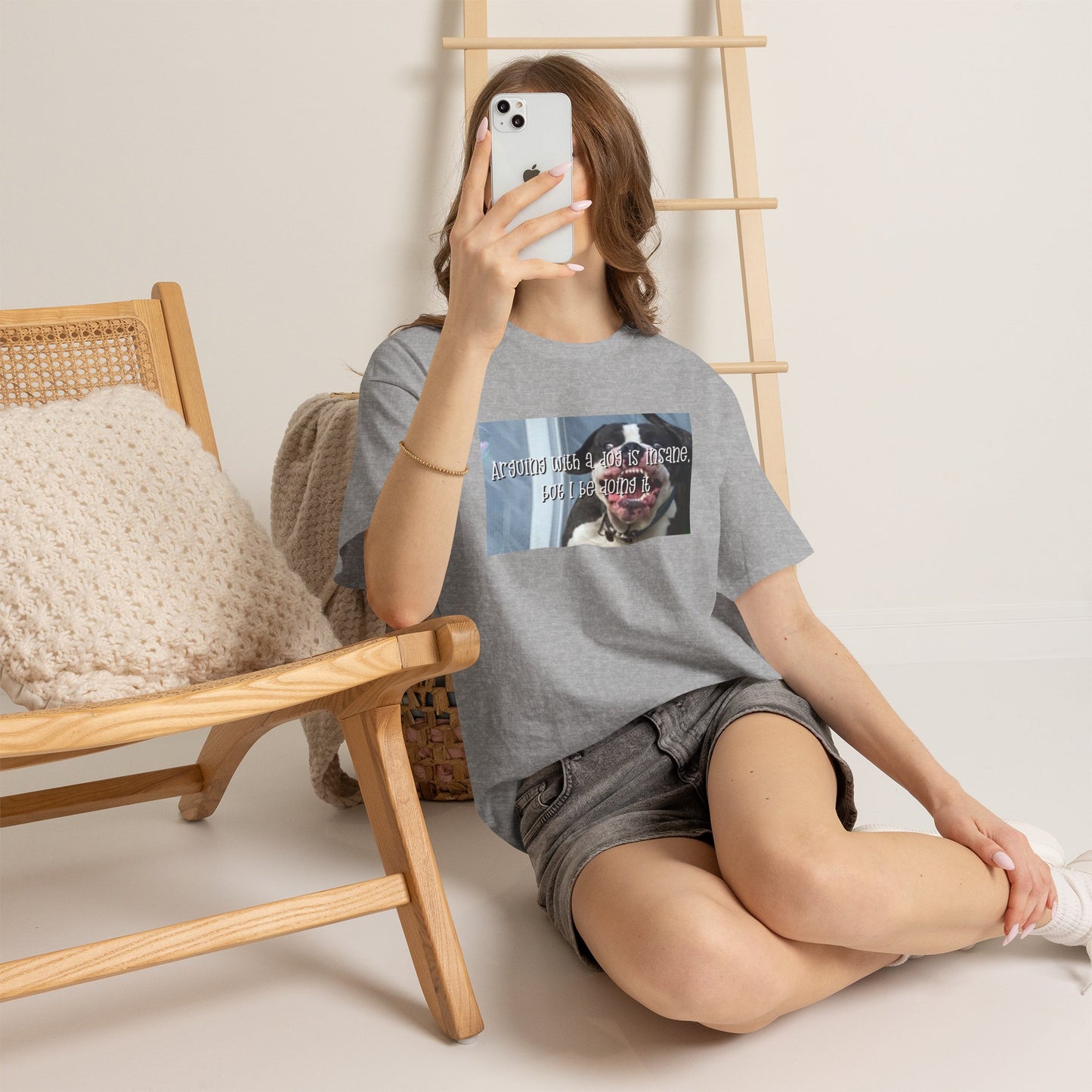 Funny Dog Meme T‑Shirt – “Arguing with a dog is insane but I be doin it” Graphic Tee