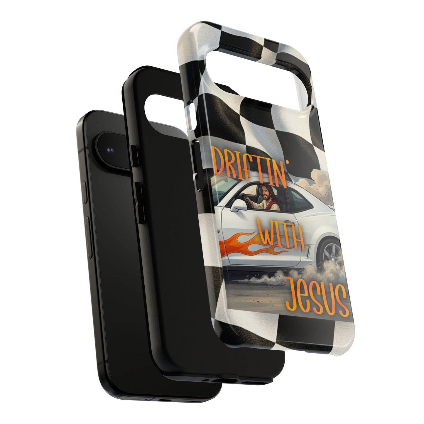 Phone Case — "Driftin' With Jesus" Racing Crosscheck Design - Samsung/ Google phones