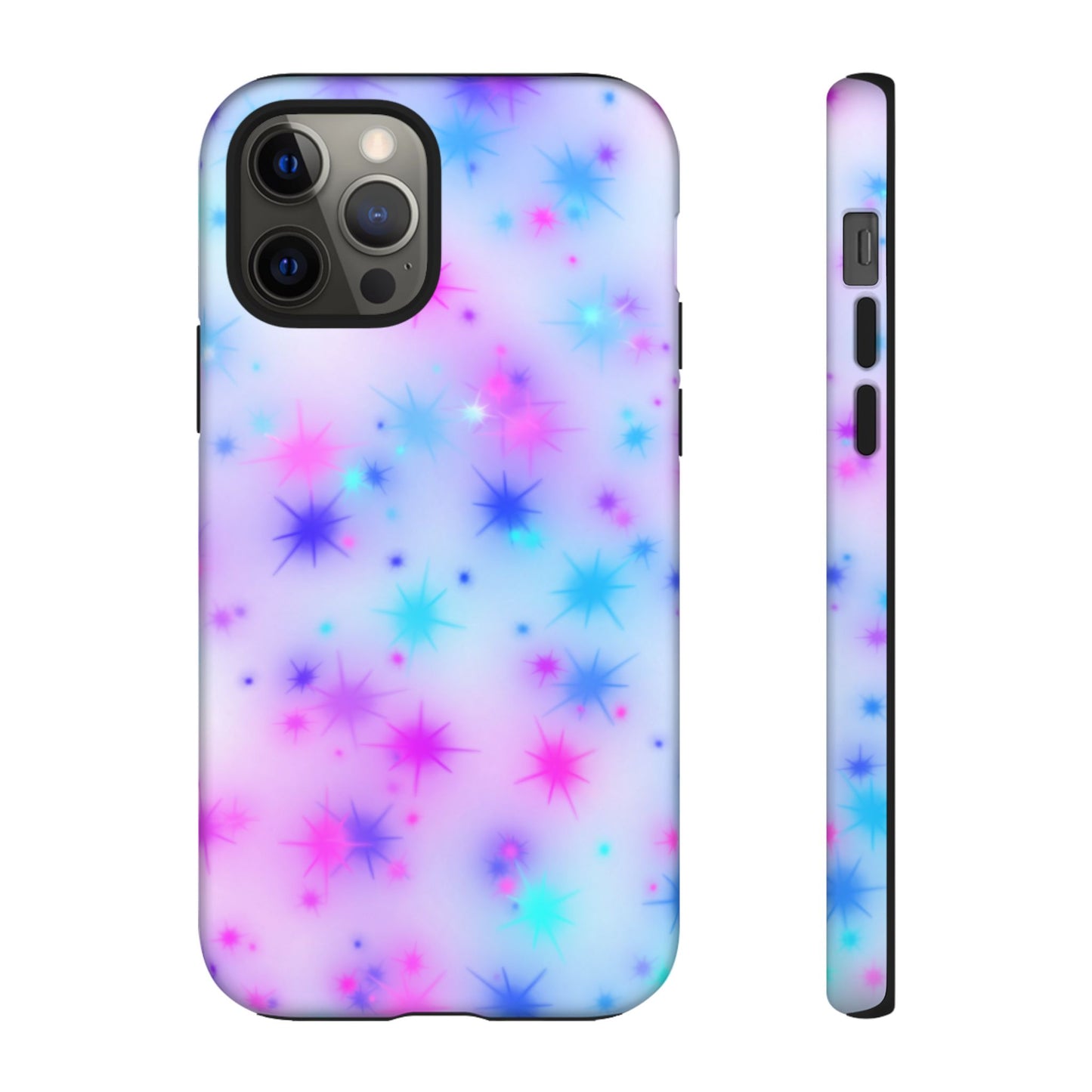 Galaxy Starburst Tough Phone Case — Pastel Pink & Blue Sparkle Protective Cover