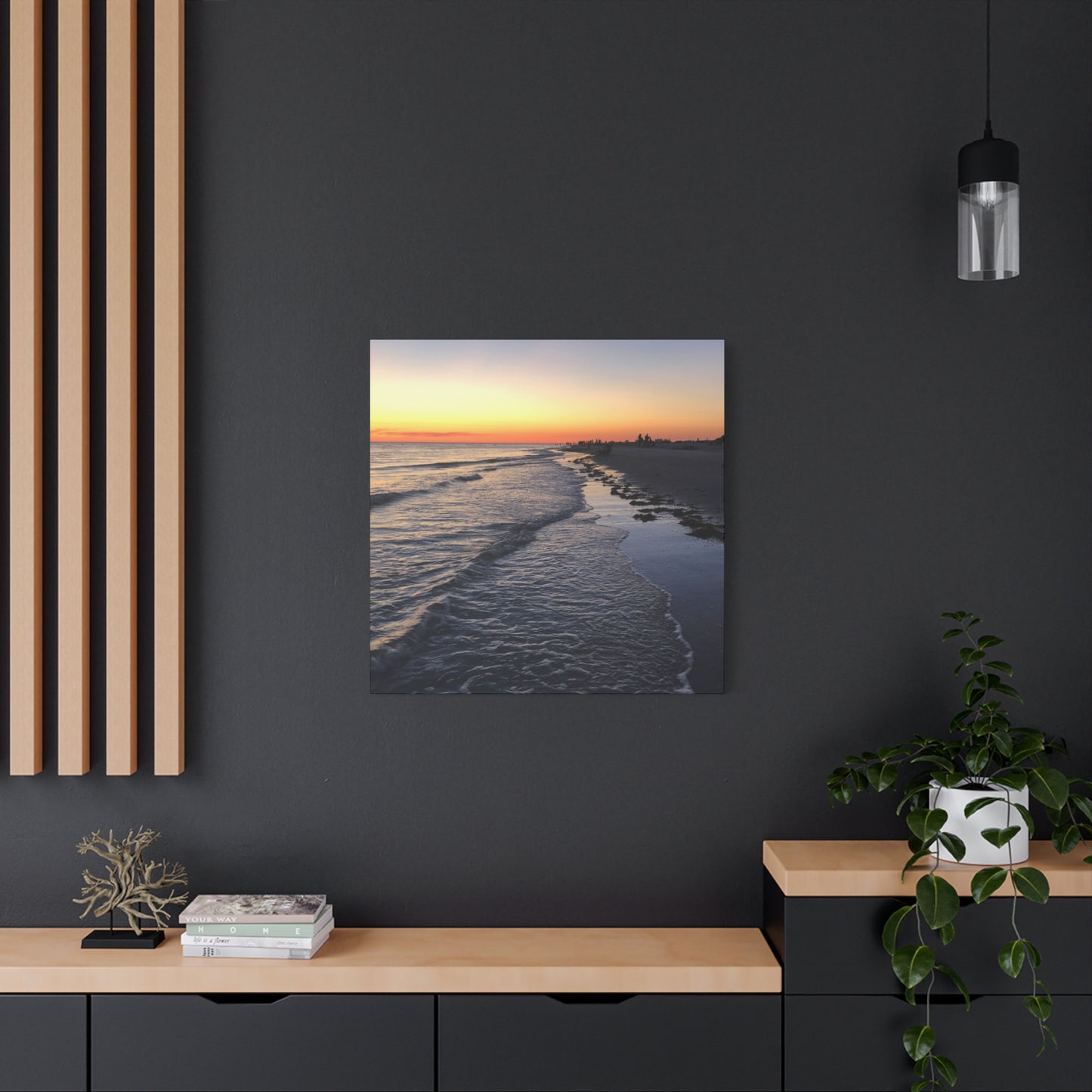 Sunset Beach Canvas Print — Coastal Wall Art for Living Room & Bedroom