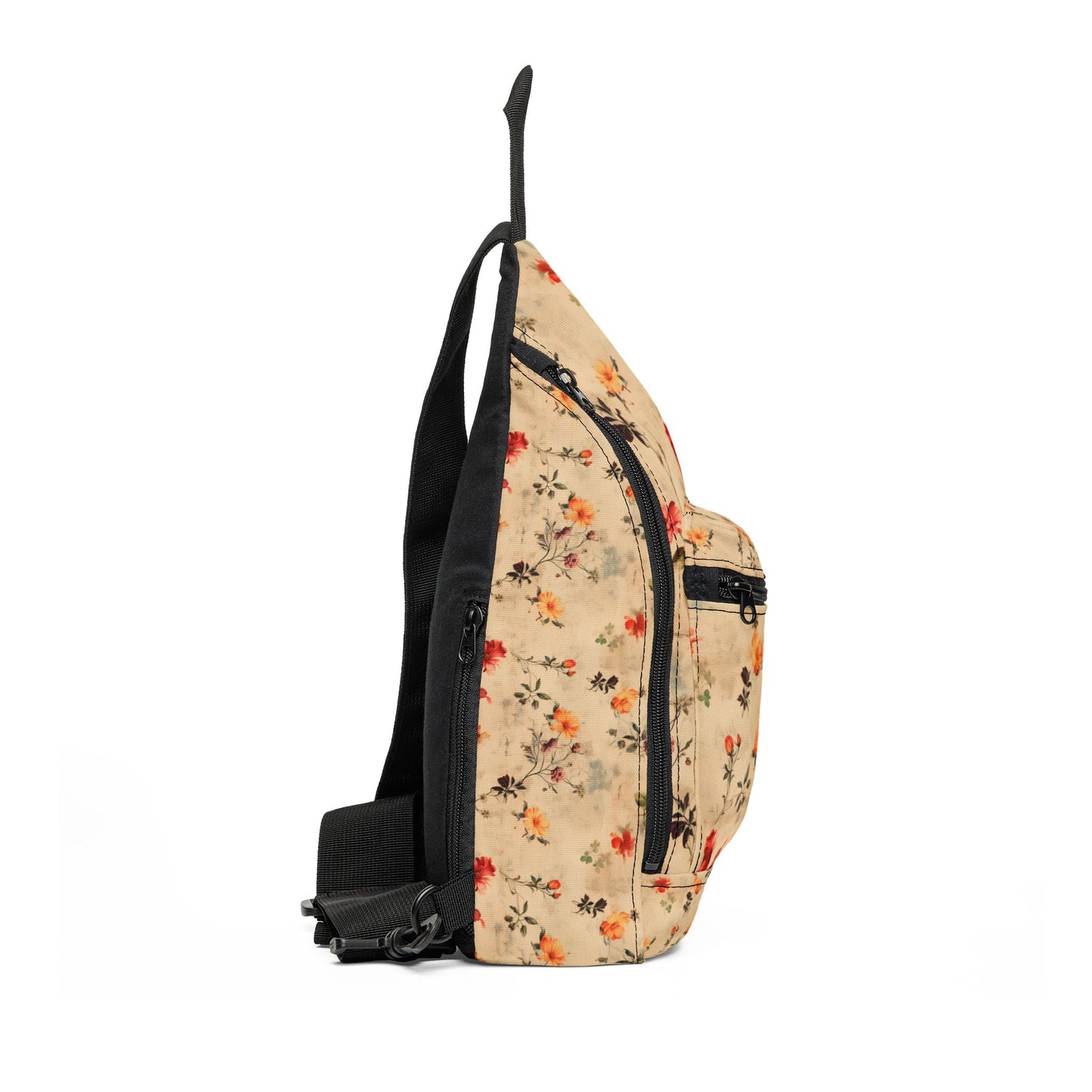 Vintage Floral Sling Bag - Beige Rose Crossbody for Everyday & Travel