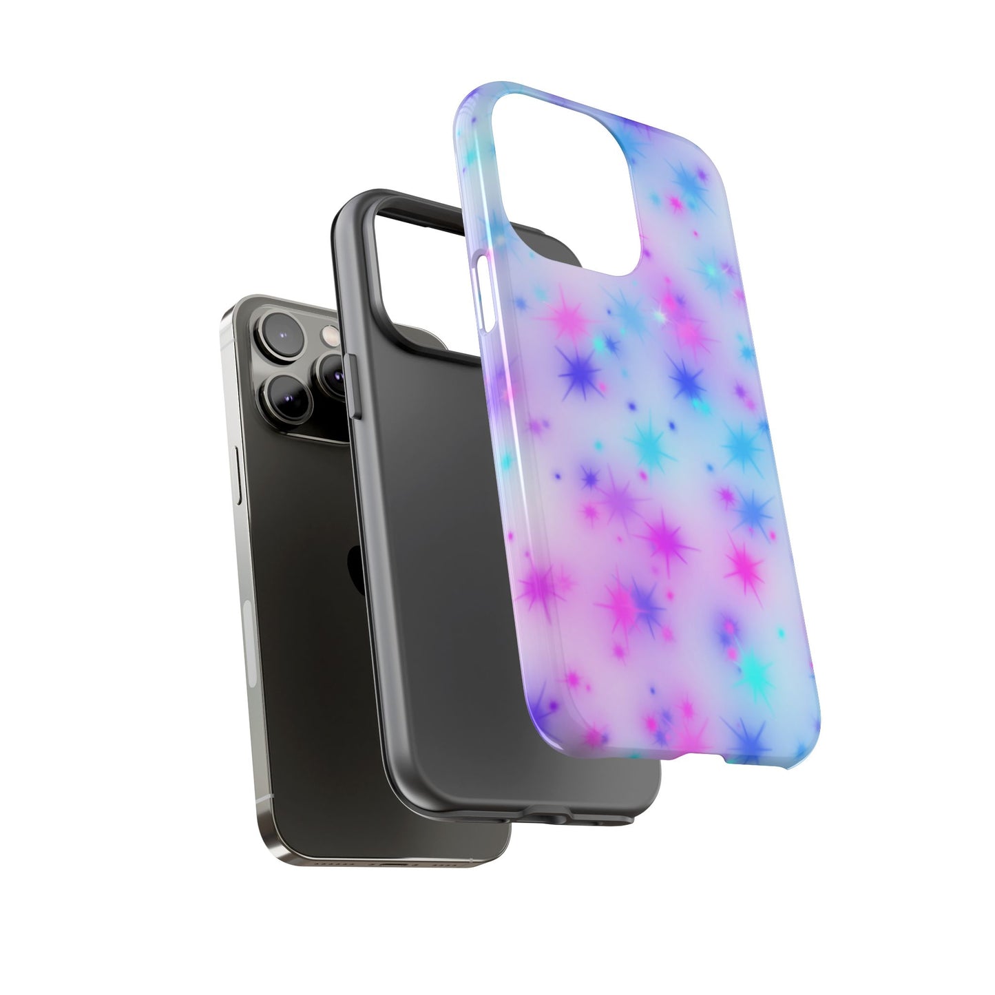 Galaxy Starburst Tough Phone Case — Pastel Pink & Blue Sparkle Protective Cover
