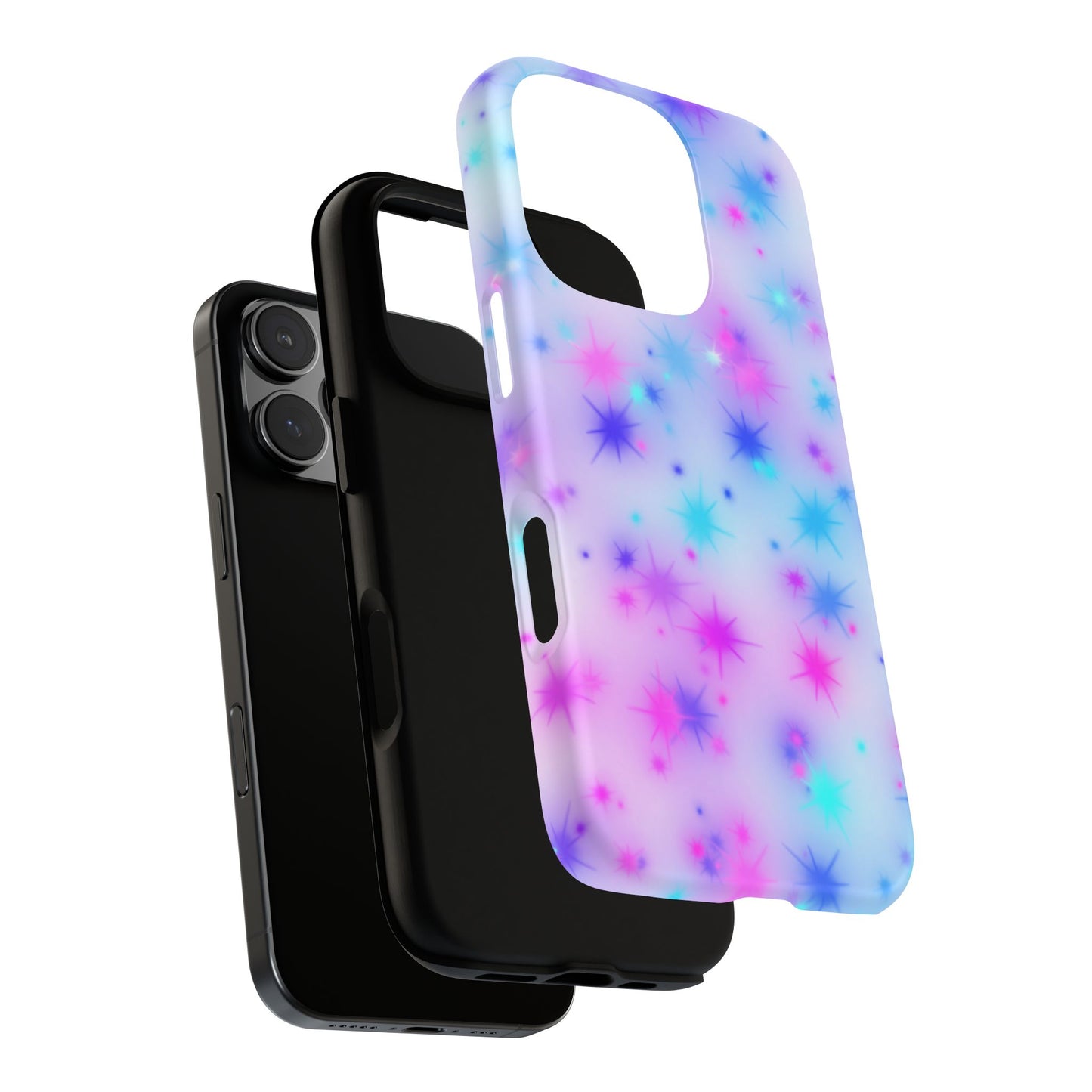 Galaxy Starburst Tough Phone Case — Pastel Pink & Blue Sparkle Protective Cover