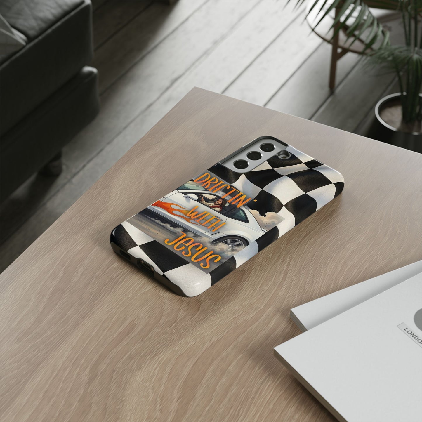 Phone Case — "Driftin' With Jesus" Racing Crosscheck Design - Samsung/ Google phones