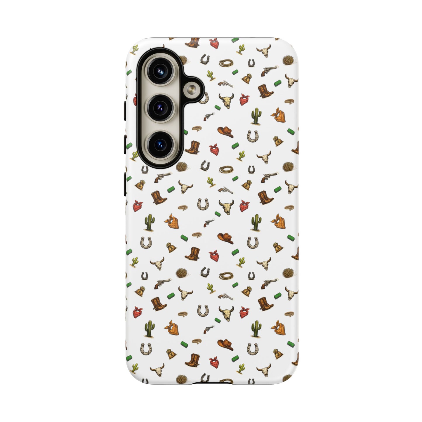 Western Pattern Phone Case — Cowboy Boots, Hats, Horseshoes & Cactus Tough Case