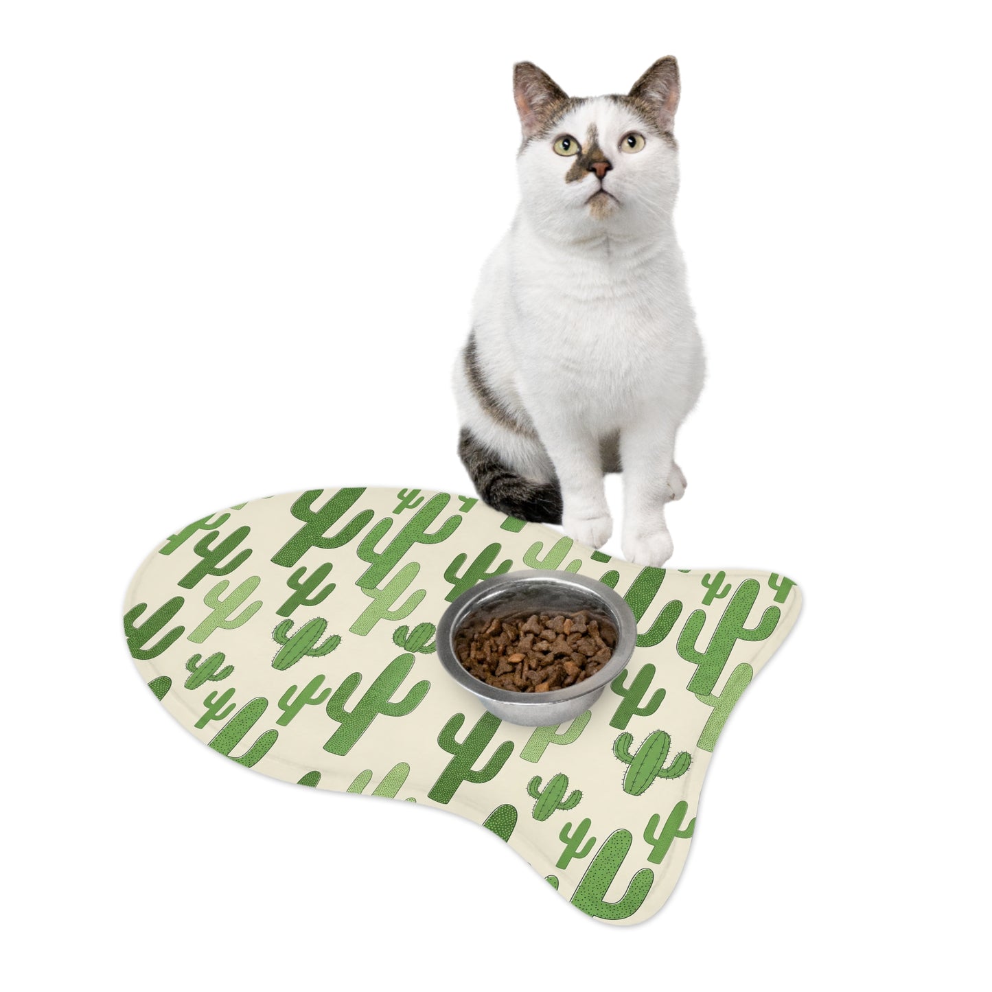 Cactus Pattern Pet Feeding Mat — Non-Slip Dog & Cat Bowl Placemat