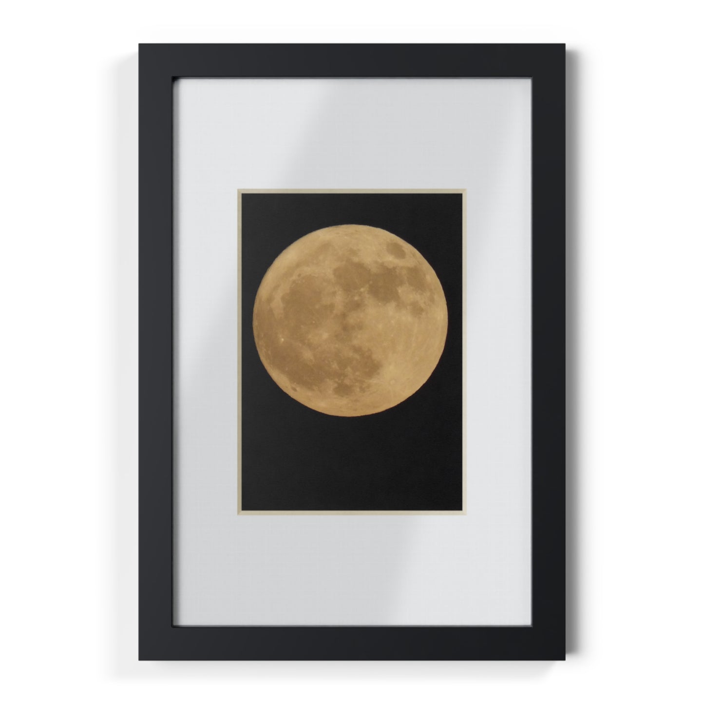 Moon Print Framed Poster — Gold Lunar Art in Black Frame