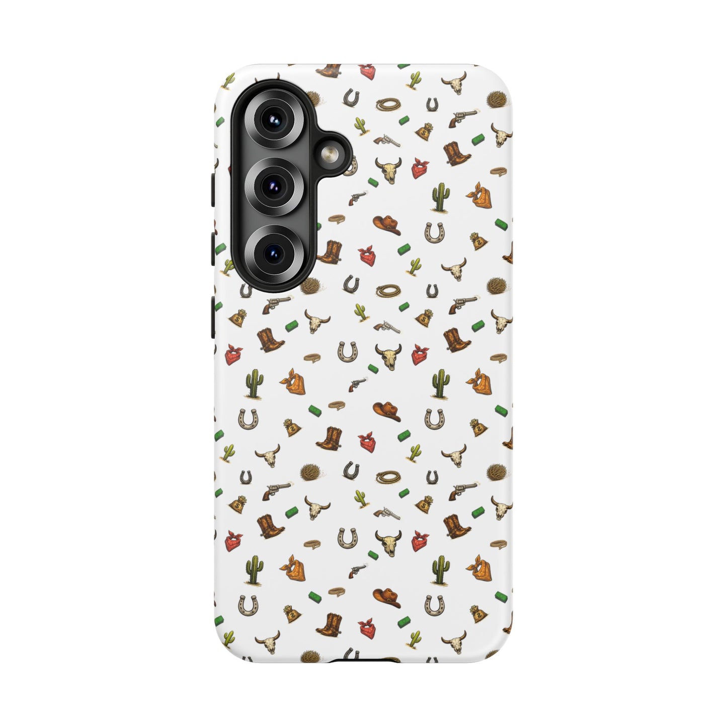 Western Pattern Phone Case — Cowboy Boots, Hats, Horseshoes & Cactus Tough Case