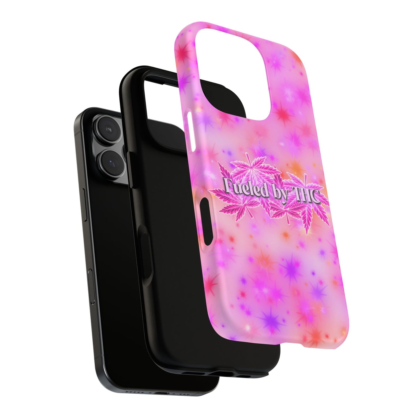 Fueled by THC Phone Case — Pink Cannabis Leaf Protective Case