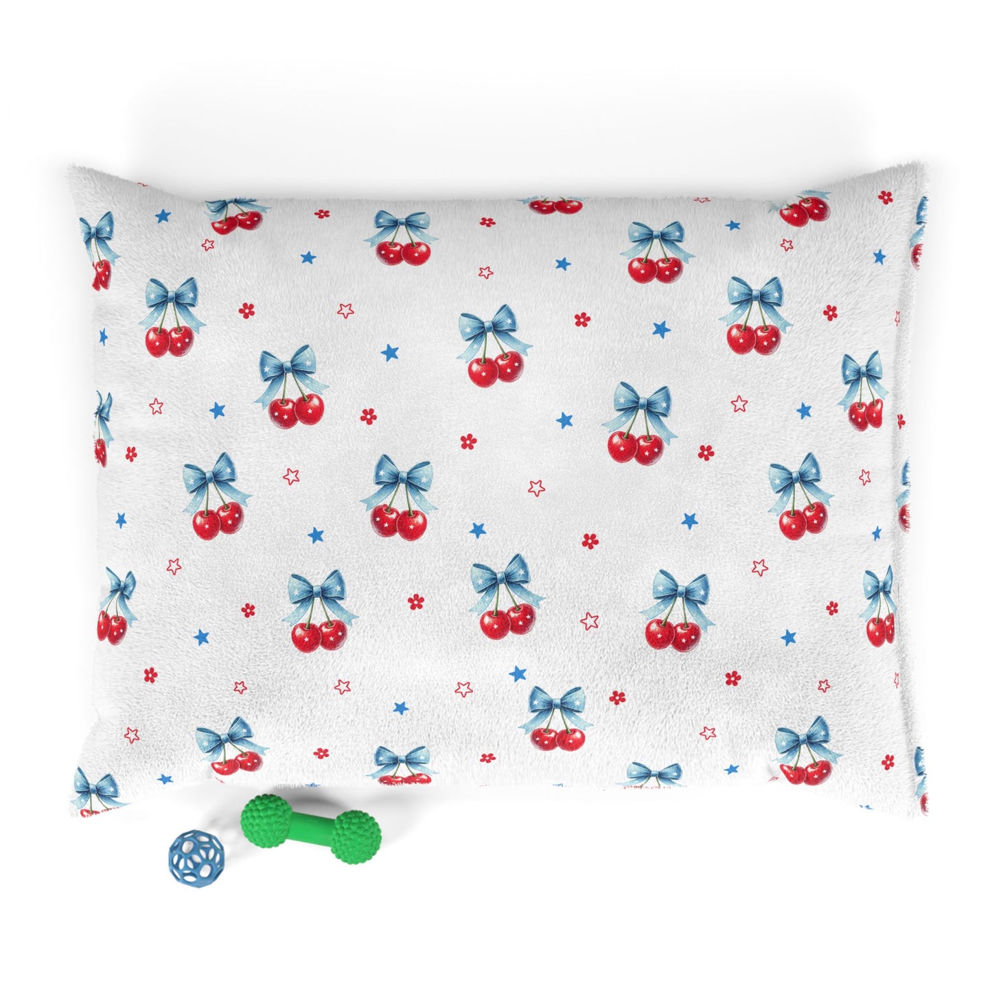 Cherry Bow Pet Bed — Cute Red Cherry Pattern Dog & Cat Cushion