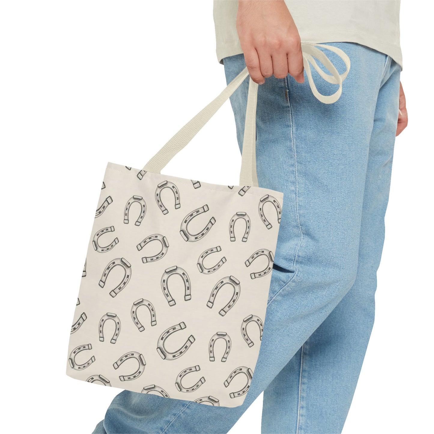 Horseshoe Pattern Tote Bag – Lucky Neutral Printed Canvas Tote