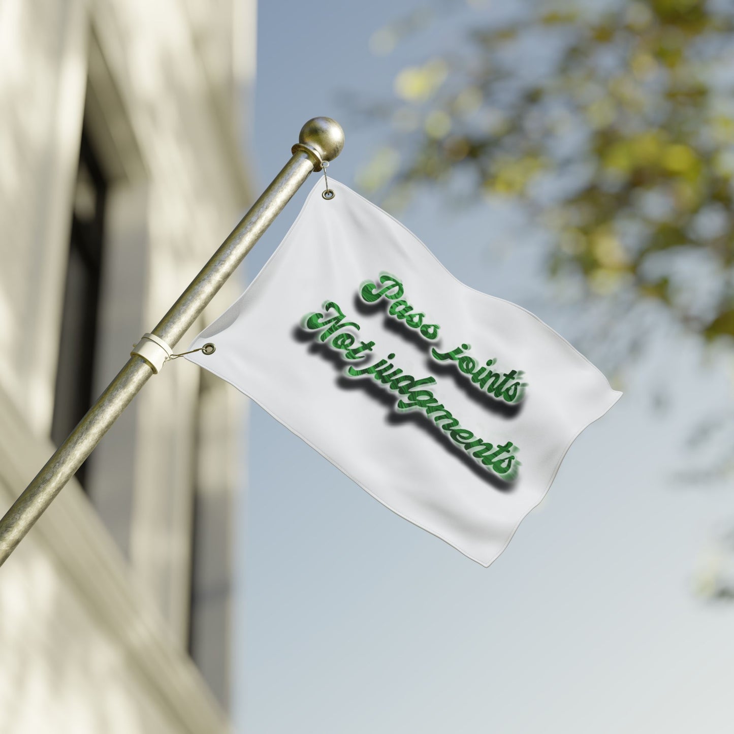 Double-Sided Decorative Flag — "Pass Joints Not Judgments" Stoner Garden Banner