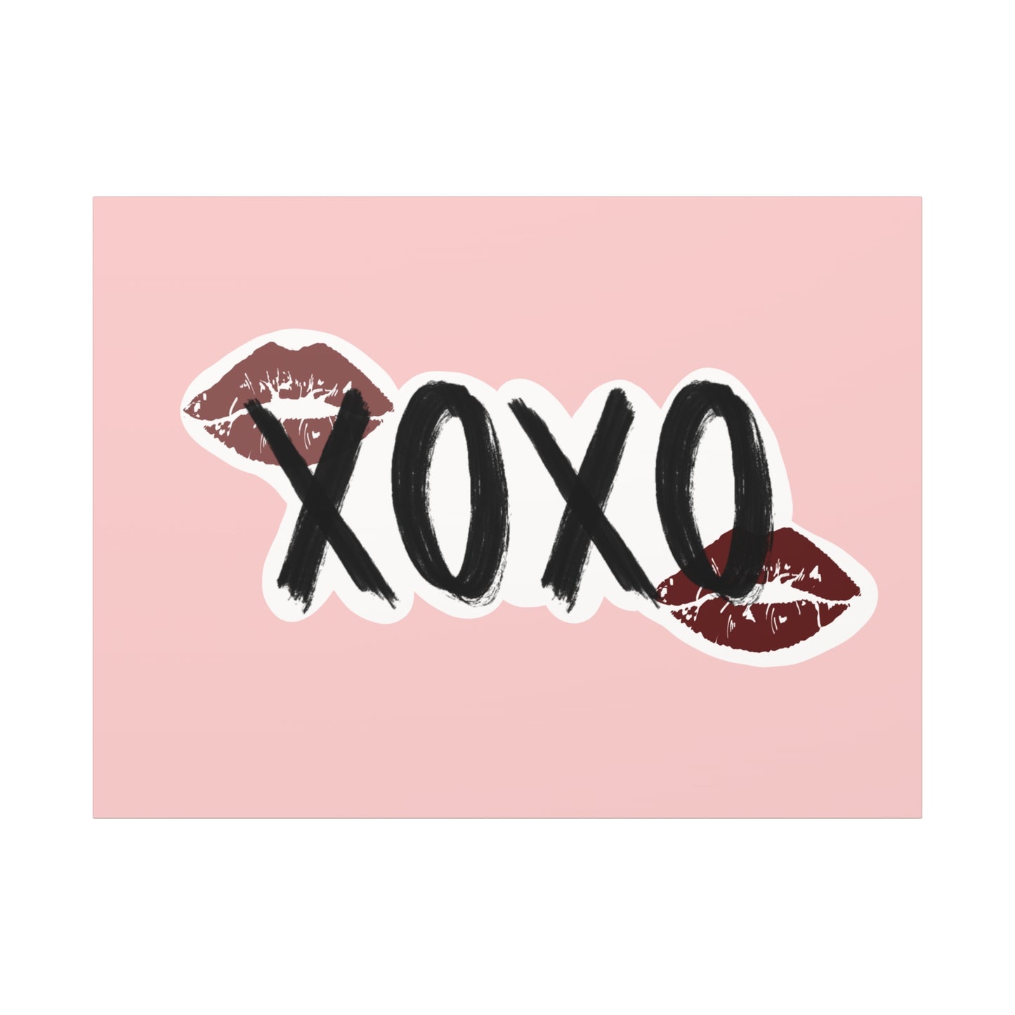 XOXO Kiss Wall Canvas — Pink Romantic Home Décor for Valentine’s Day