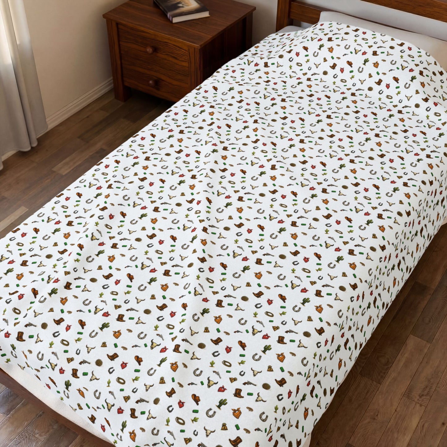 Western Velveteen Plush Blanket — western Pattern Cozy Throw