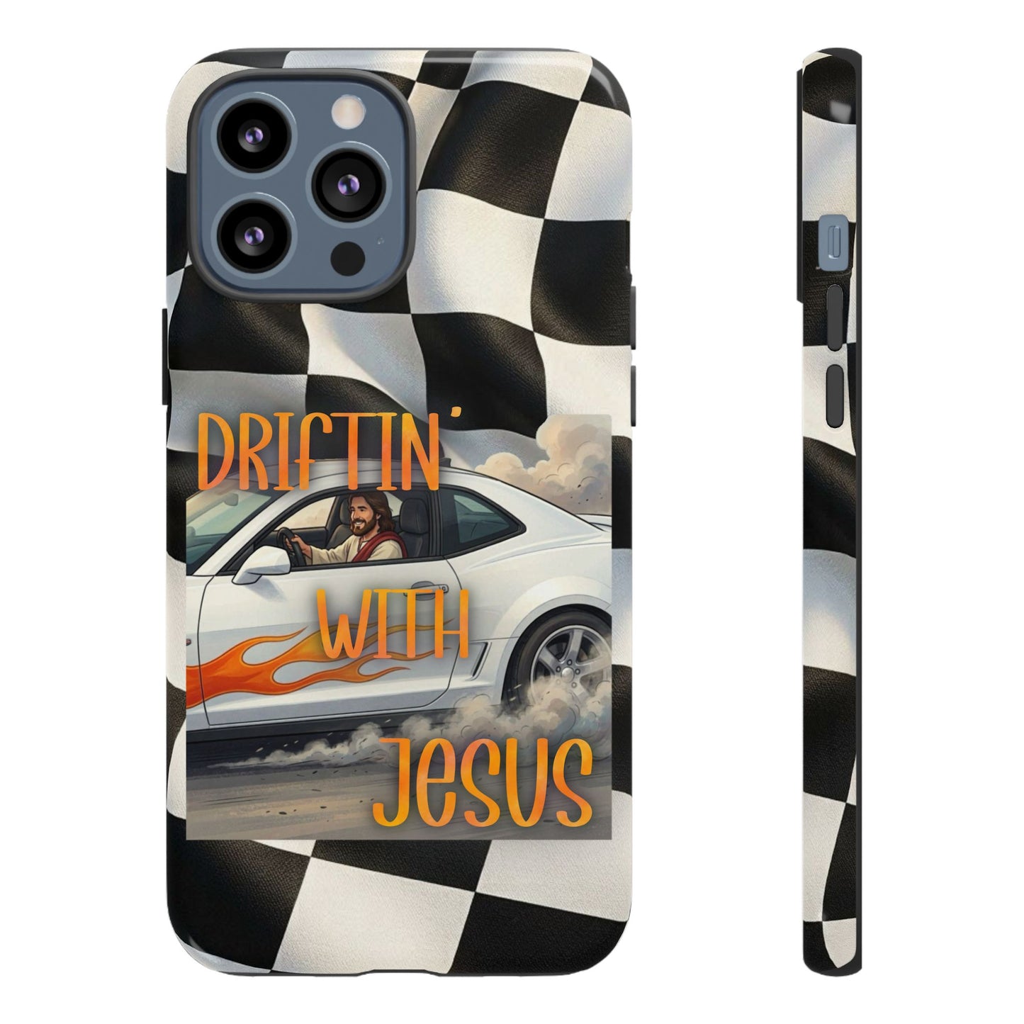 Phone Case — "Driftin' with Jesus" Racing Flag Design- iPhone