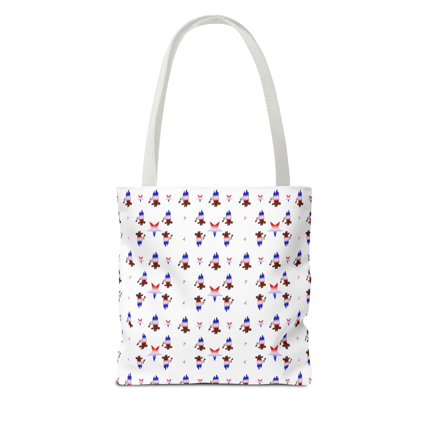 Patriotic Ghost Pattern Tote Bag – Red White Blue All-Over Print