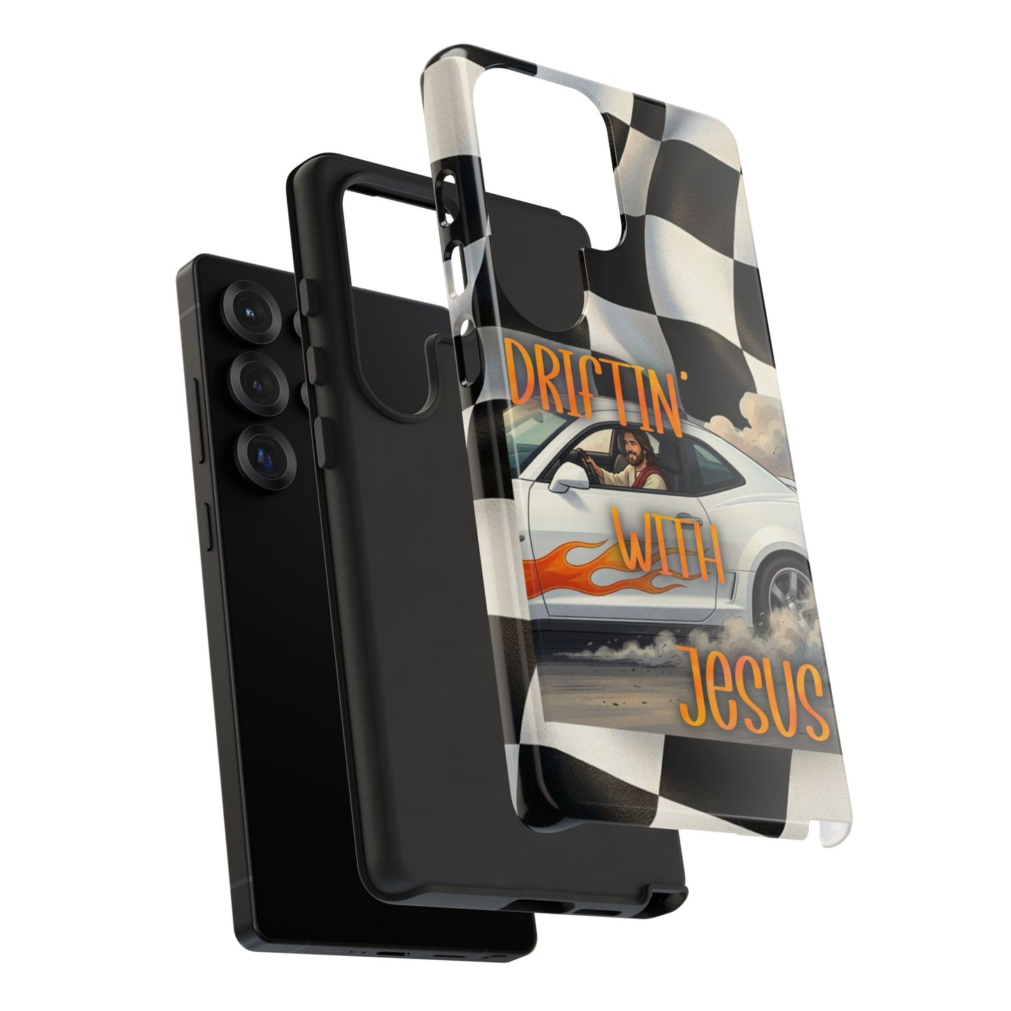 Phone Case — "Driftin' With Jesus" Racing Crosscheck Design - Samsung/ Google phones