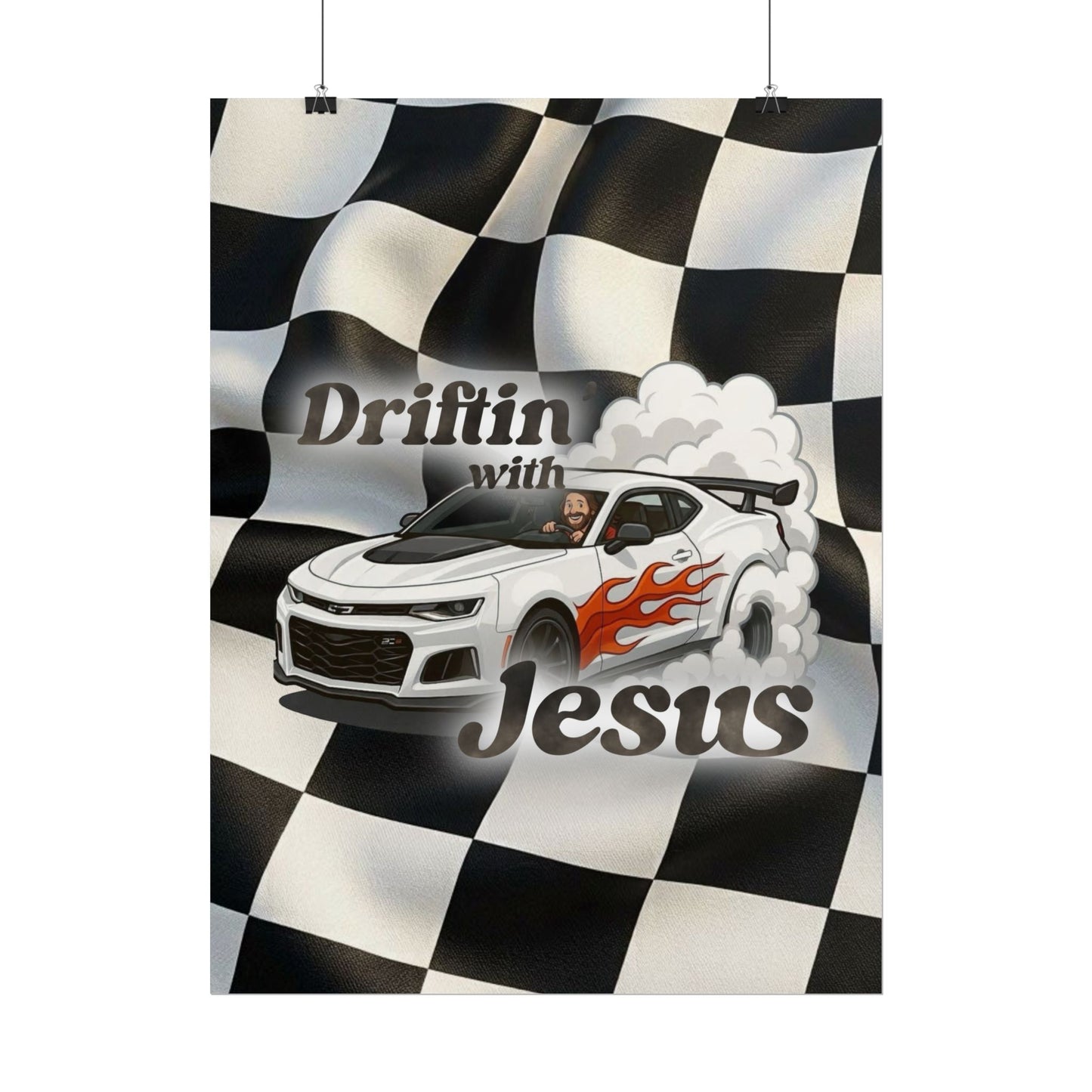 Rolled Poster — "Driftin' with Jesus" Racing Car Wall Art