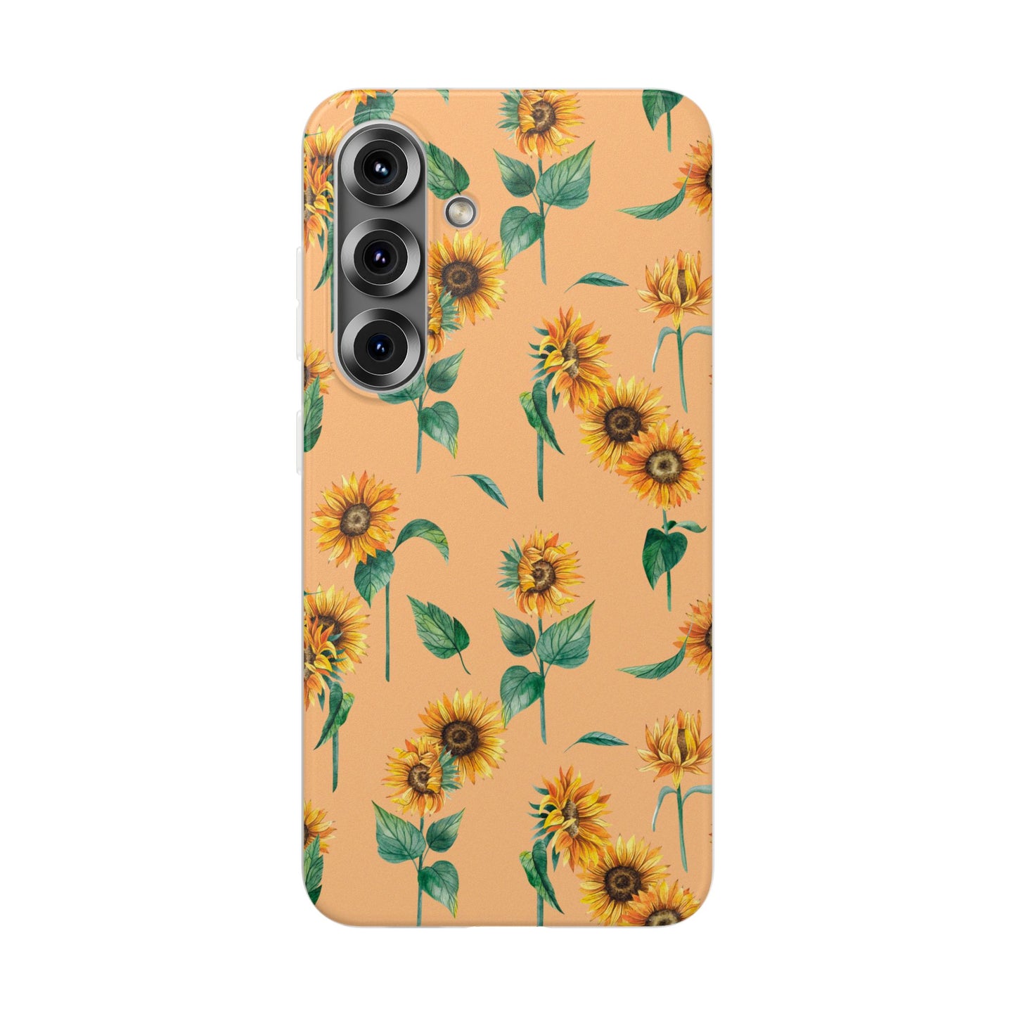 Sunflower Pattern Phone Case — Floral Peach Slim Flexi Case