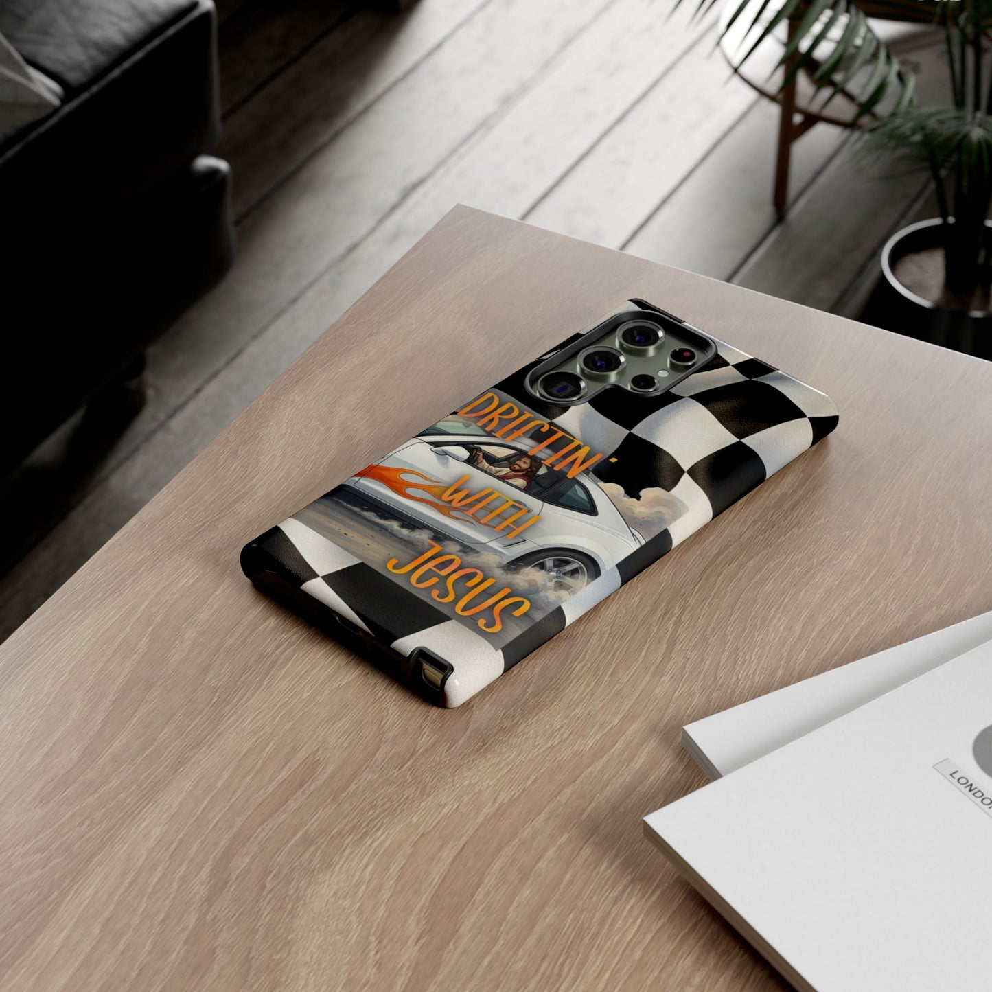 Phone Case — "Driftin' With Jesus" Racing Crosscheck Design - Samsung/ Google phones