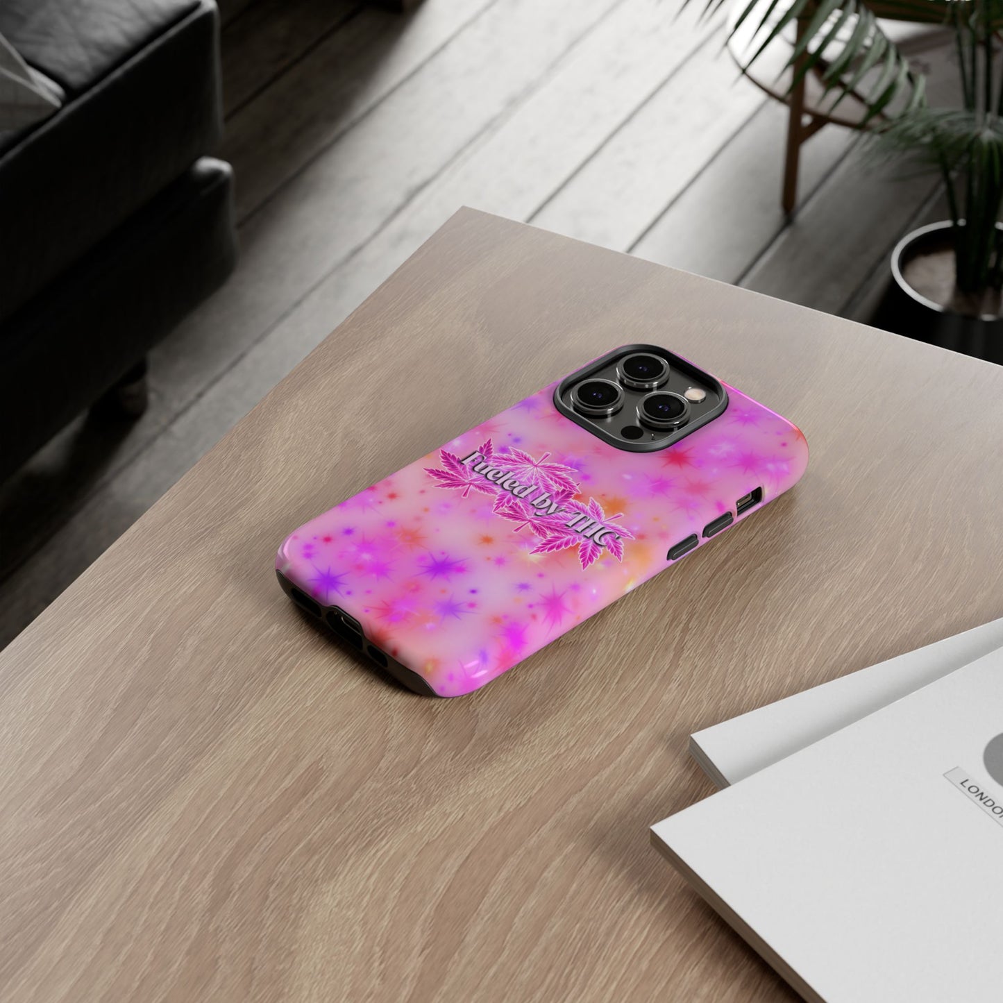 Fueled by THC Phone Case — Pink Cannabis Leaf Protective Case