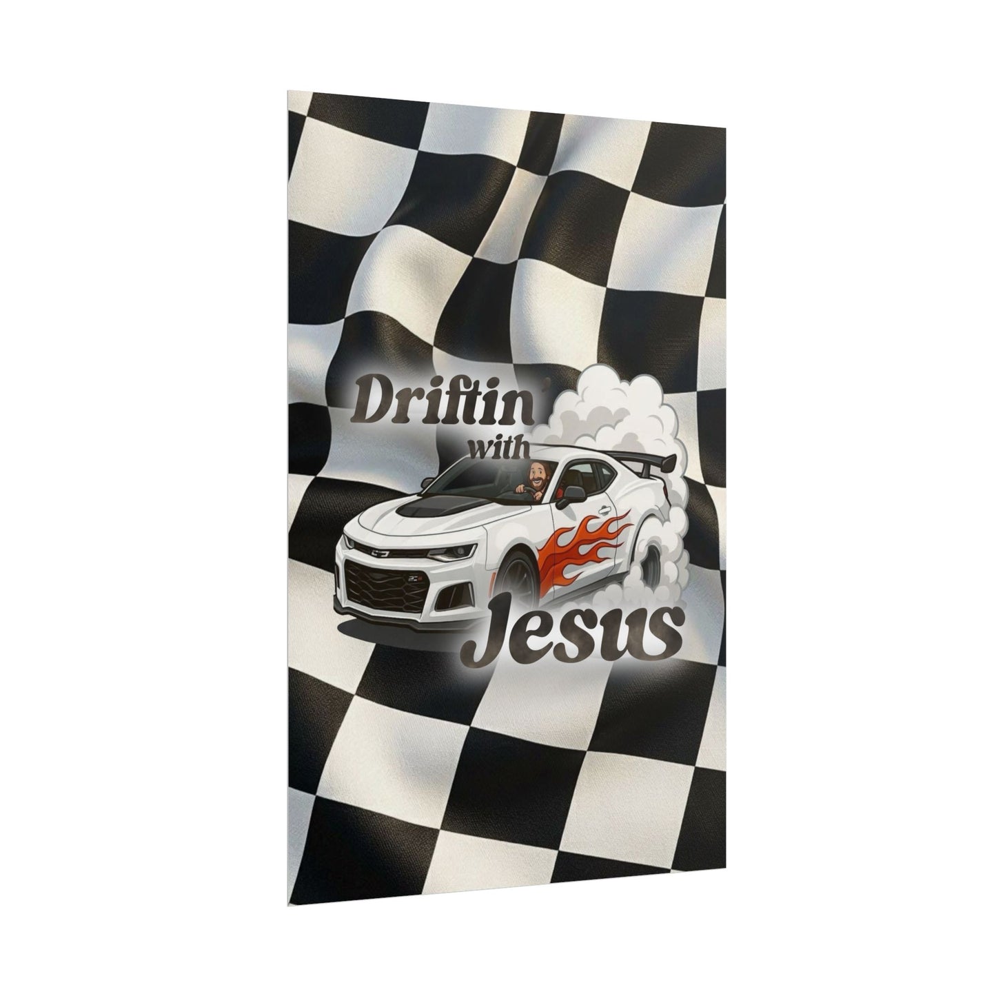 Rolled Poster — "Driftin' with Jesus" Racing Car Wall Art