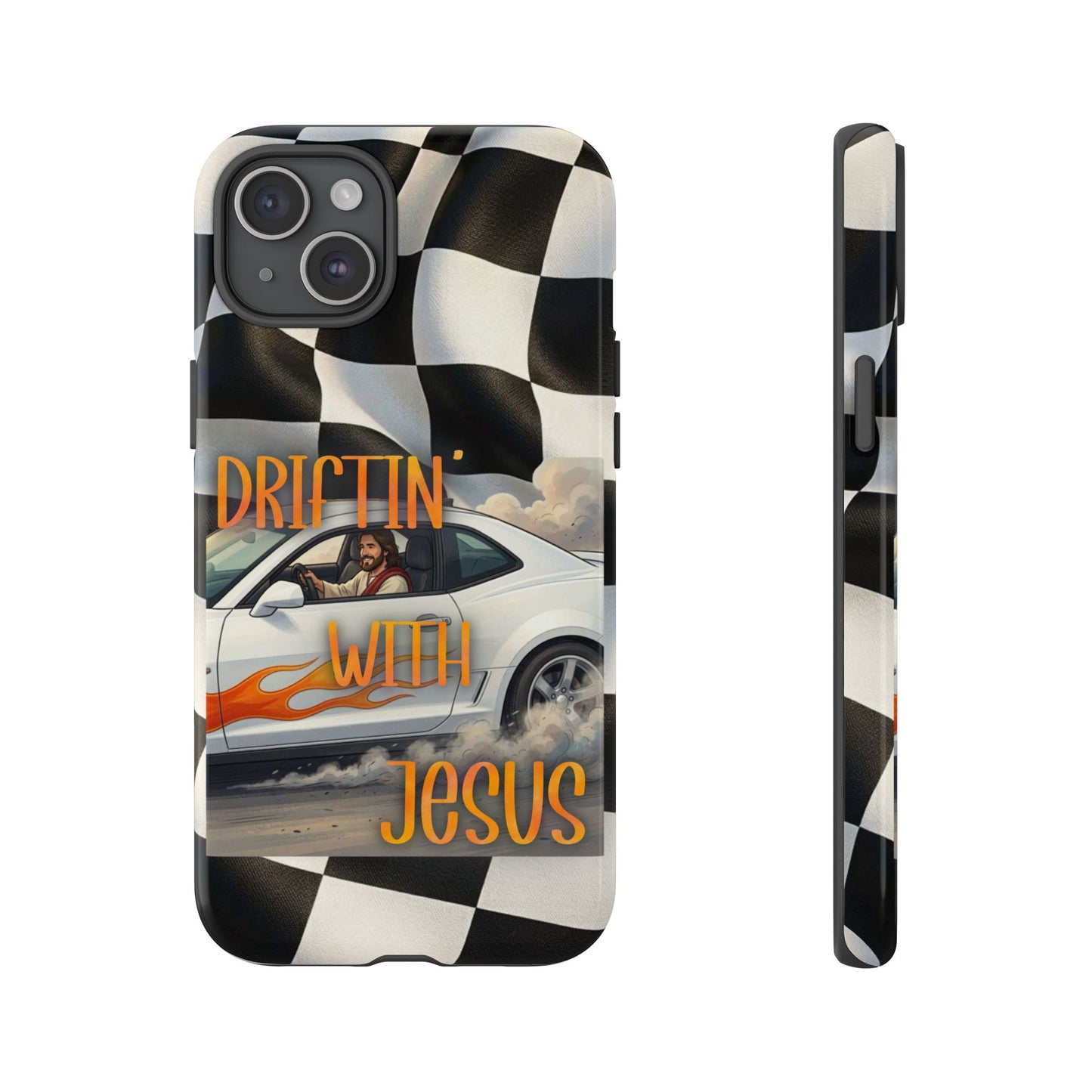 Phone Case — "Driftin' with Jesus" Racing Flag Design- iPhone