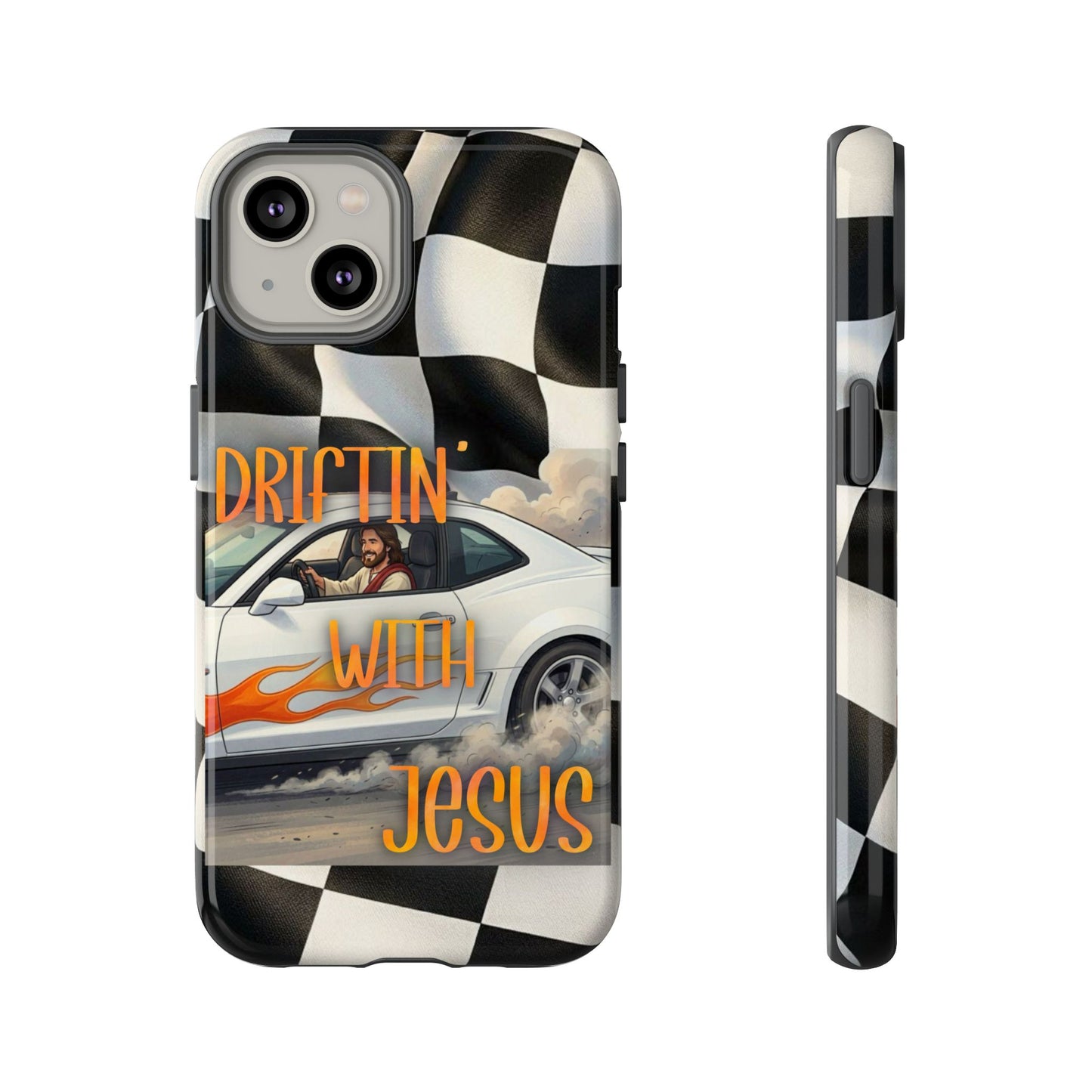 Phone Case — "Driftin' with Jesus" Racing Flag Design- iPhone