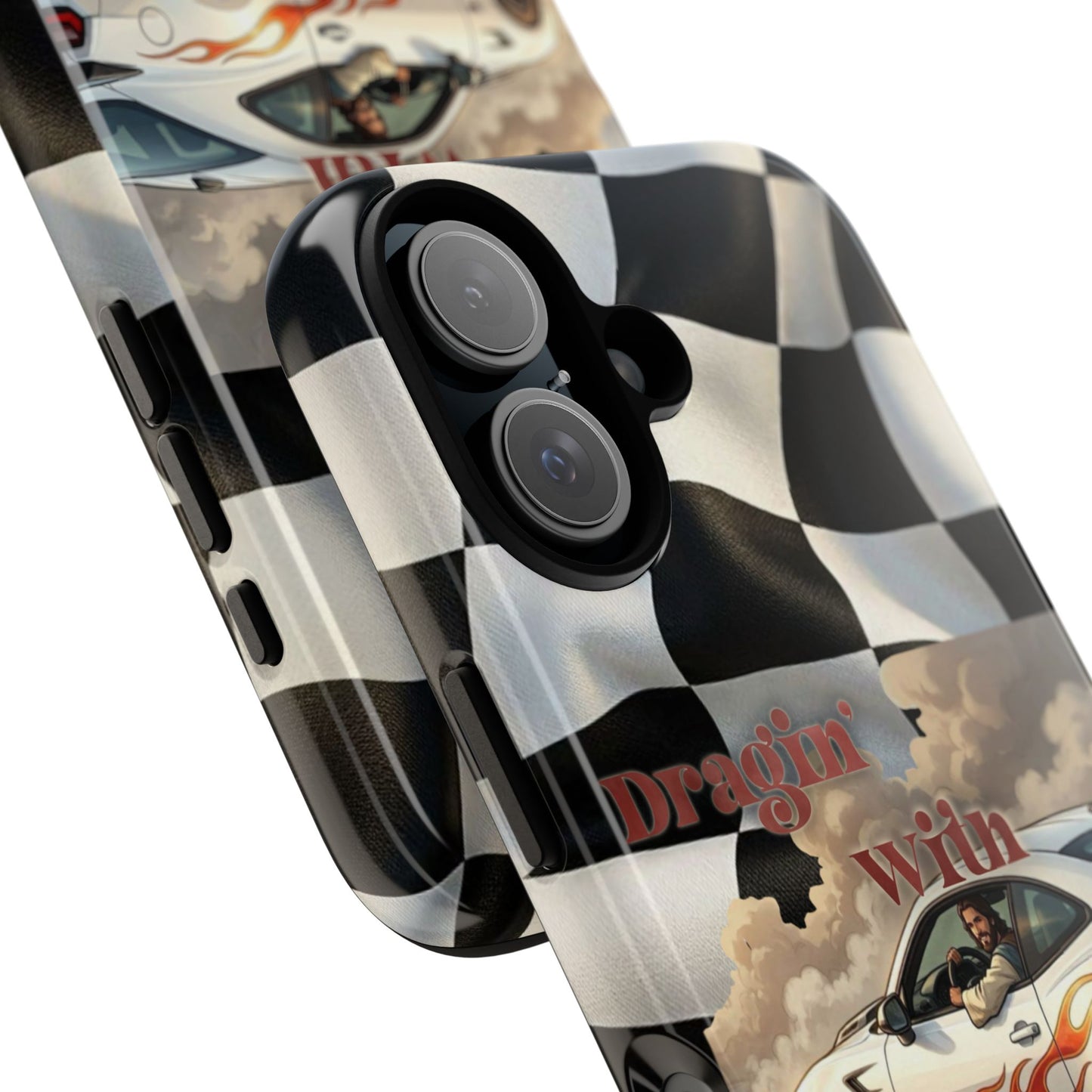 Phone Case — 'Dragin' With Jesus' Racing Checkered Design - iPhone
