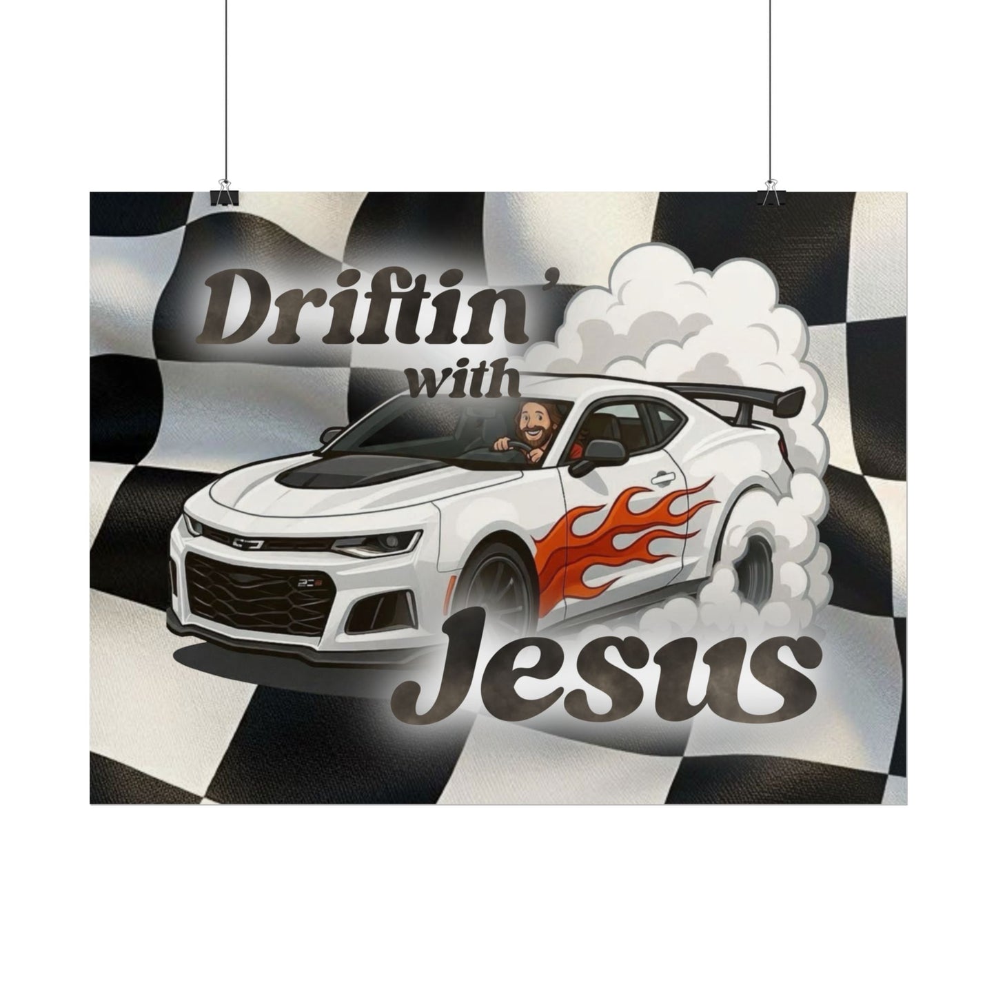 Rolled Poster — "Driftin' with Jesus" Racing Car Wall Art
