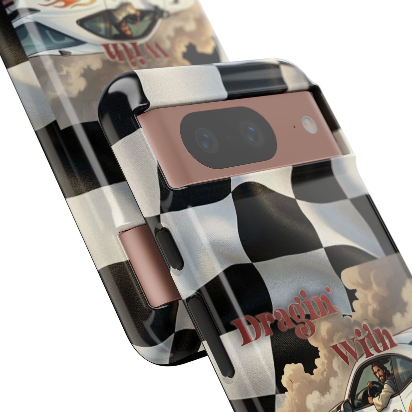 Phone Case — "Dragin' With Jesus" Racing Checkered flag - Samsung / Google phones
