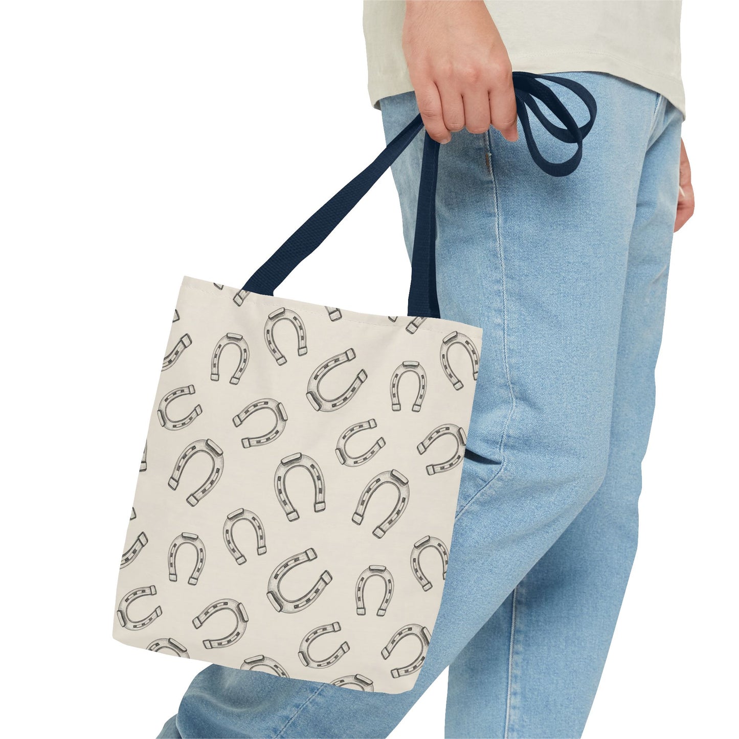 Horseshoe Pattern Tote Bag – Lucky Neutral Printed Canvas Tote