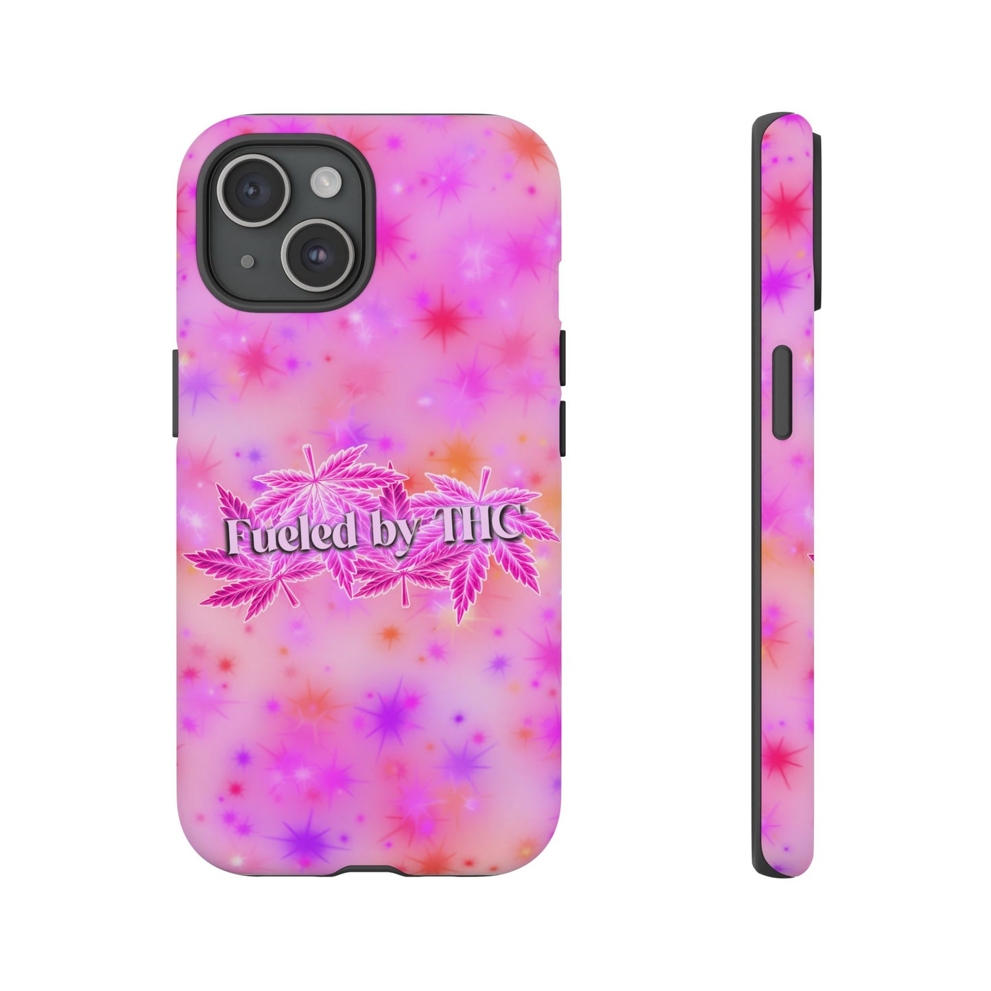 Fueled by THC Phone Case — Pink Cannabis Leaf Protective Case