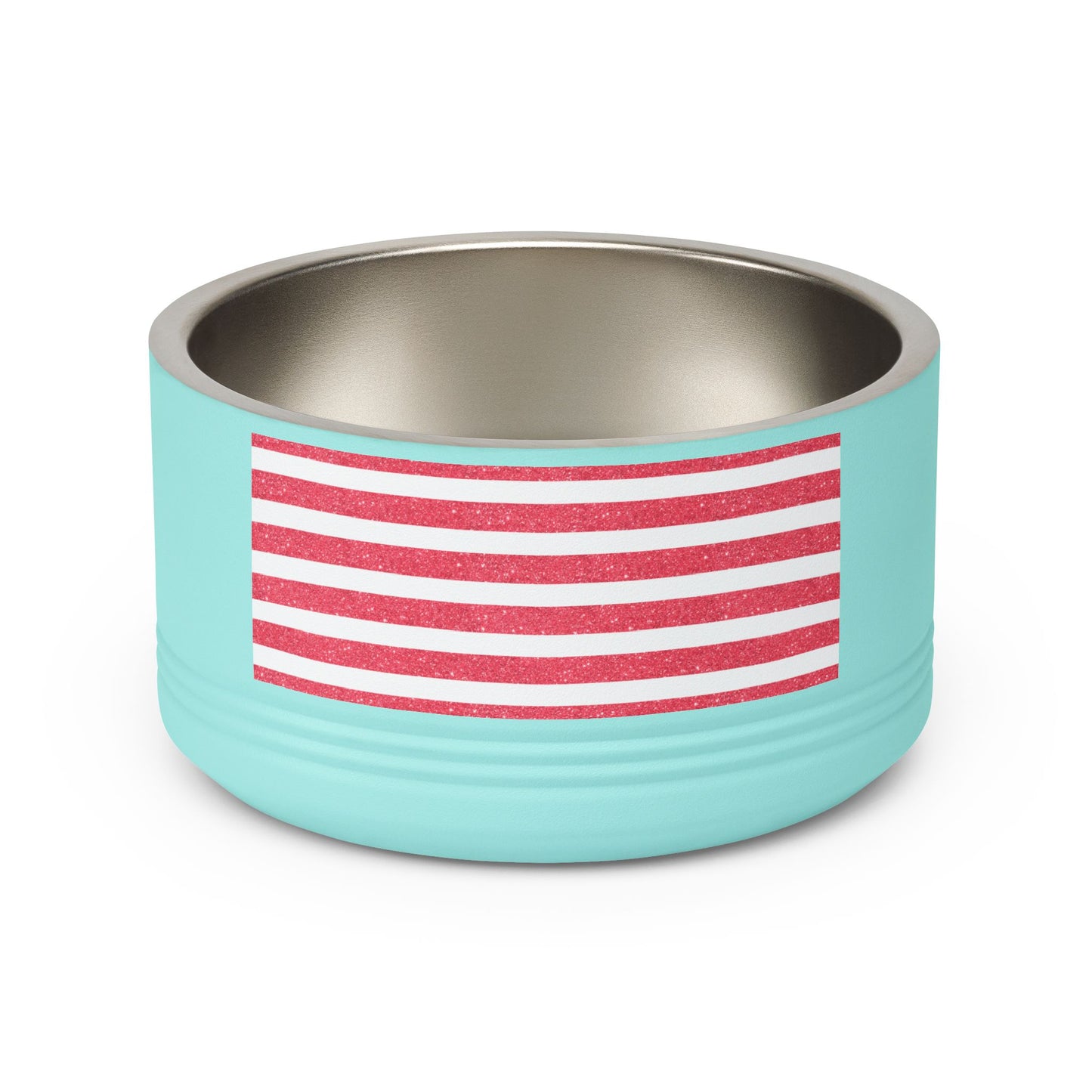 Personalized Pet Bowl - 18oz Red Striped Custom Name Dog & Cat Bowl
