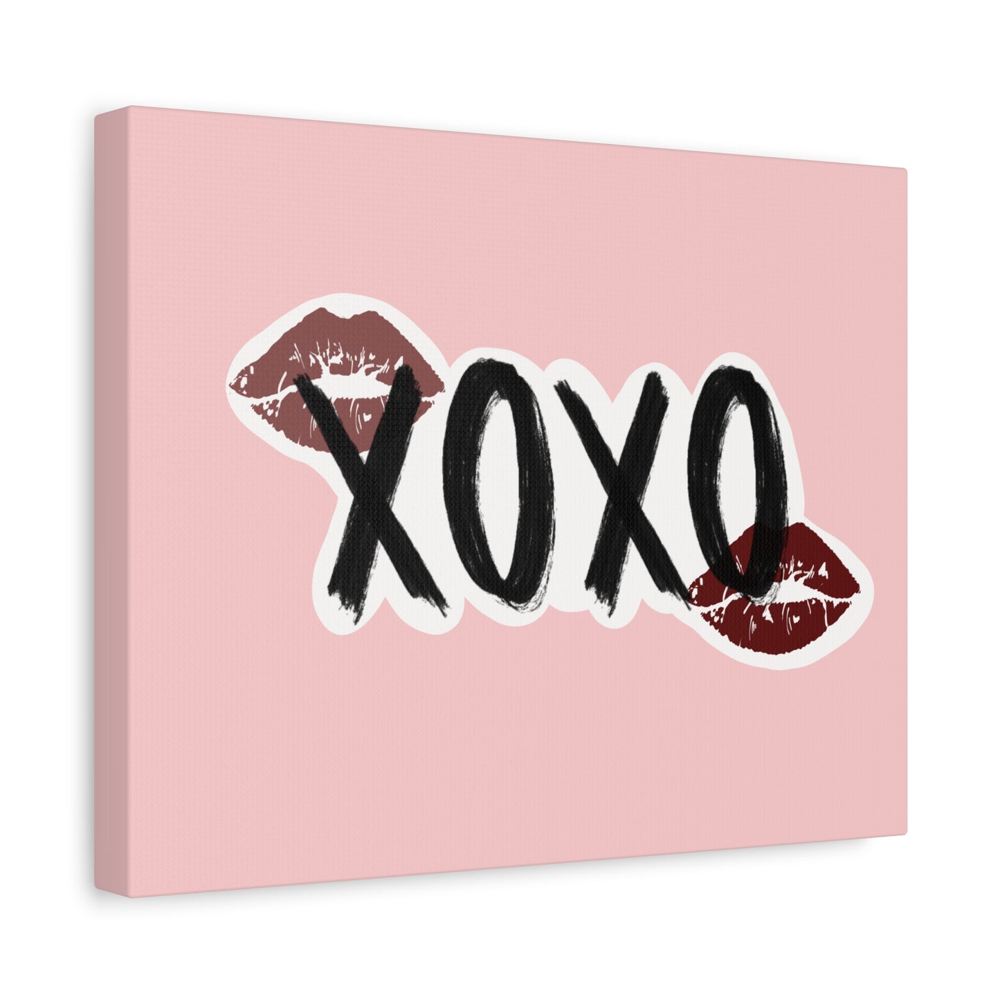 XOXO Kiss Wall Canvas — Pink Romantic Home Décor for Valentine’s Day