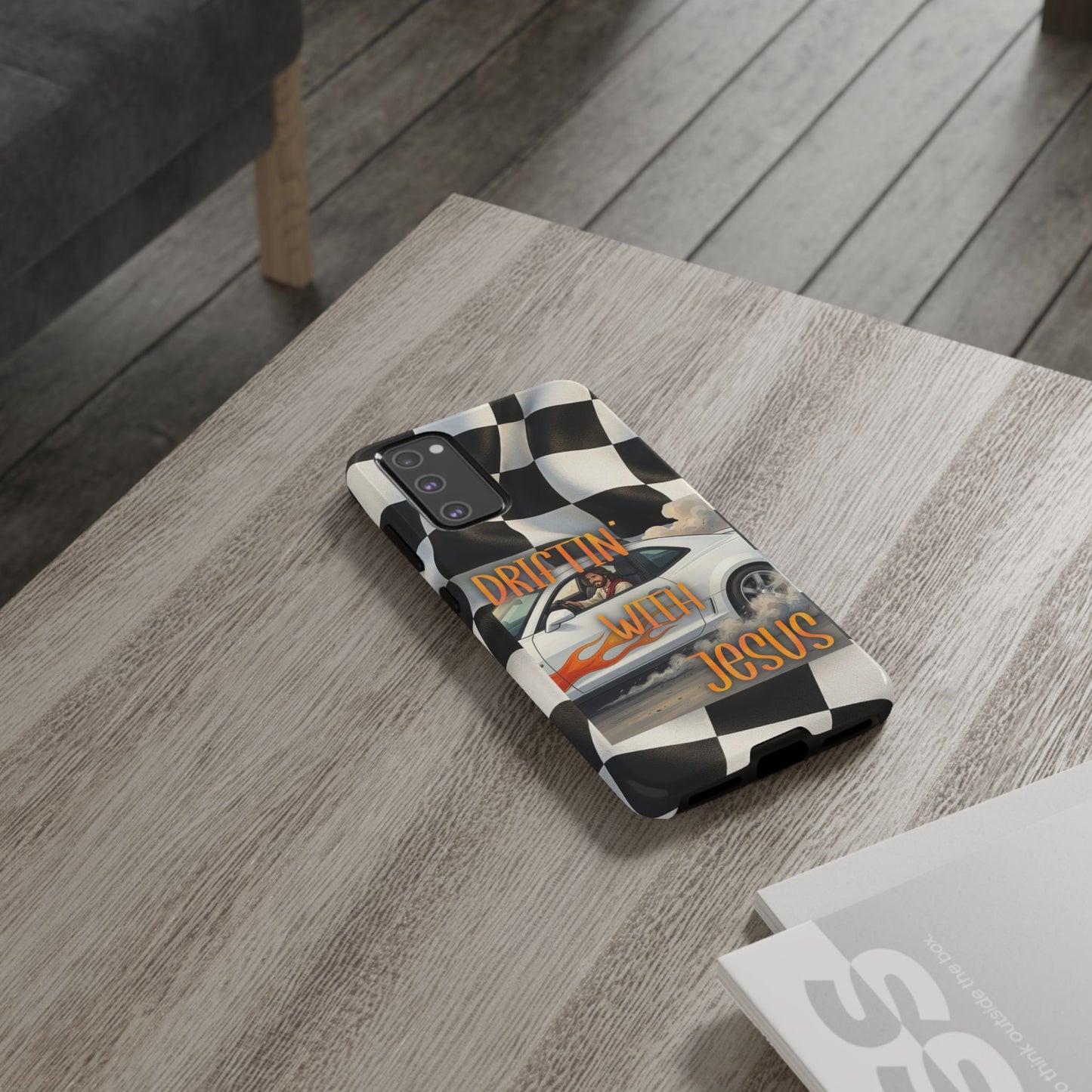 Phone Case — "Driftin' With Jesus" Racing Crosscheck Design - Samsung/ Google phones