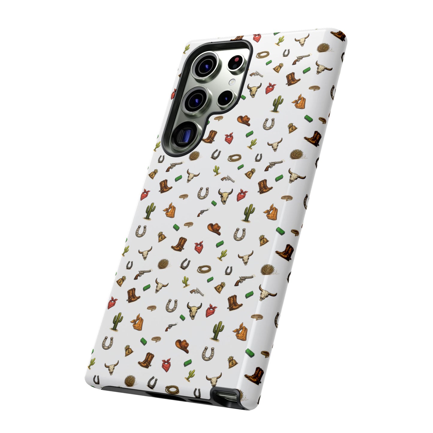Western Pattern Phone Case — Cowboy Boots, Hats, Horseshoes & Cactus Tough Case